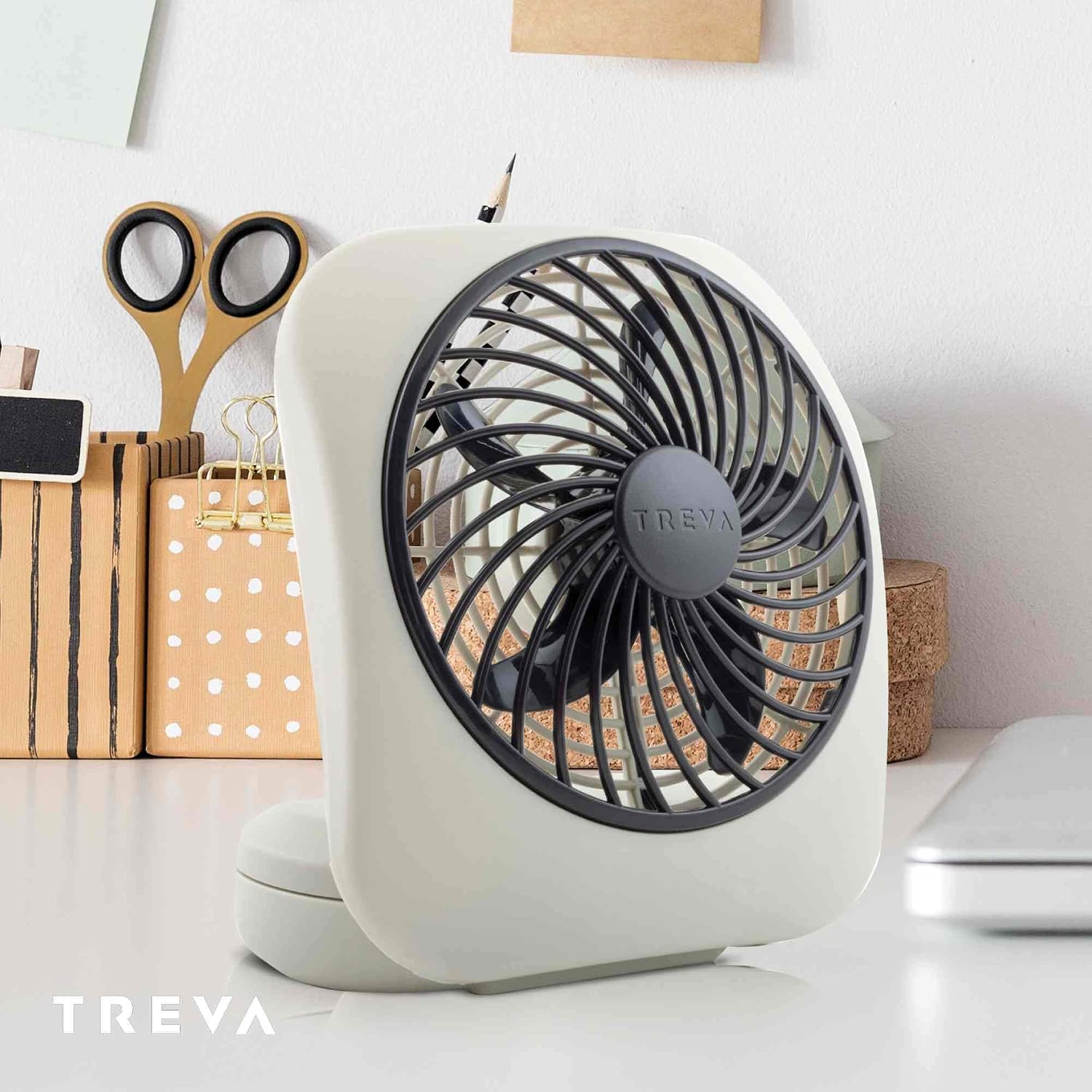 O2COOL Treva 5 in Portable Battery Powered Desk Fan 2-Speed Black | Yes