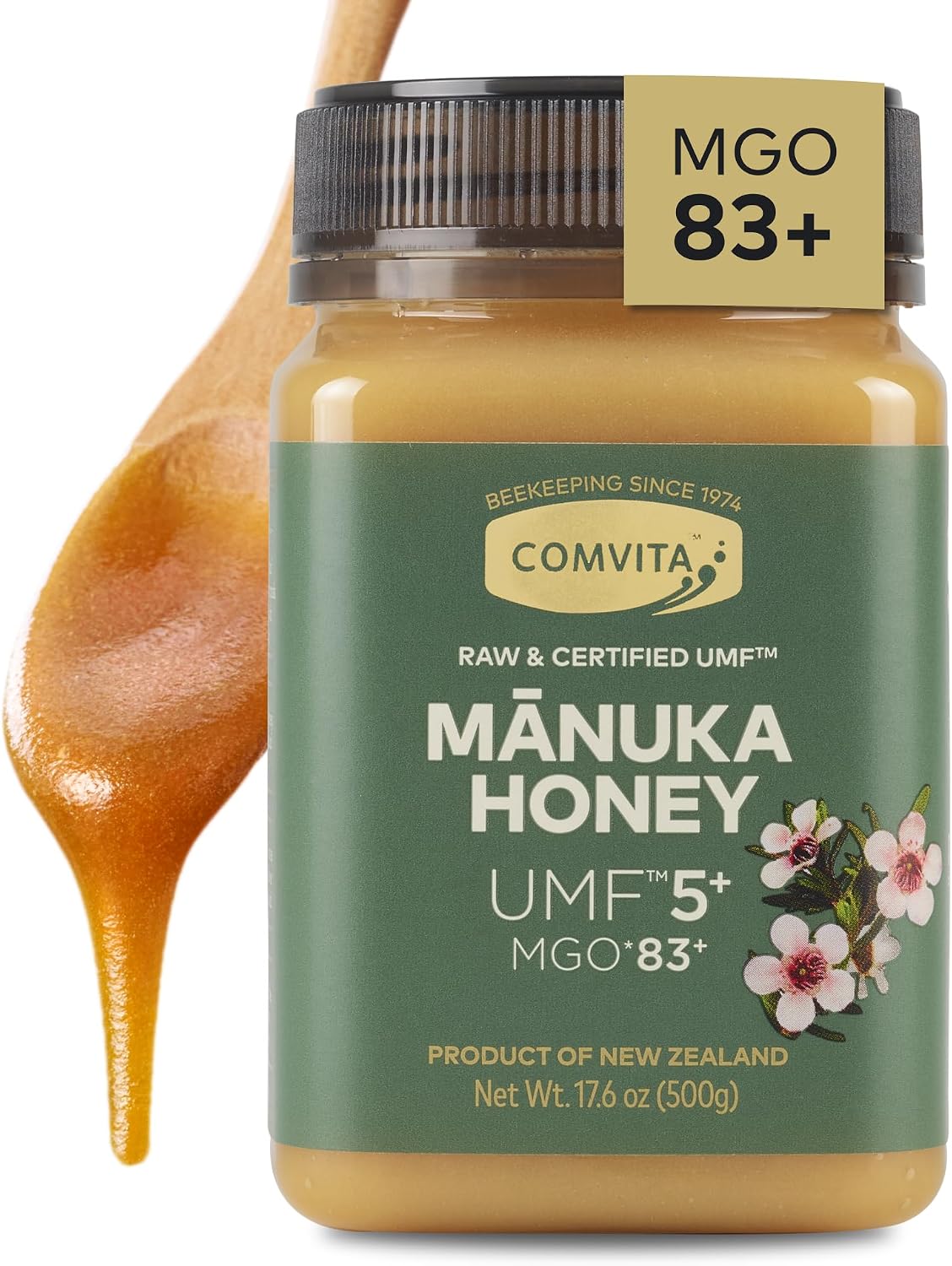 Comvita Manuka Honey UMF 5+ (MGO 83+) Pure, Unpasteurized - 1Kg (32.5 Oz) | Raw Manuka Honey New Zealand, Superfood for Immune Health, Use in Tea, Wild, Monofloral, Non-GMO