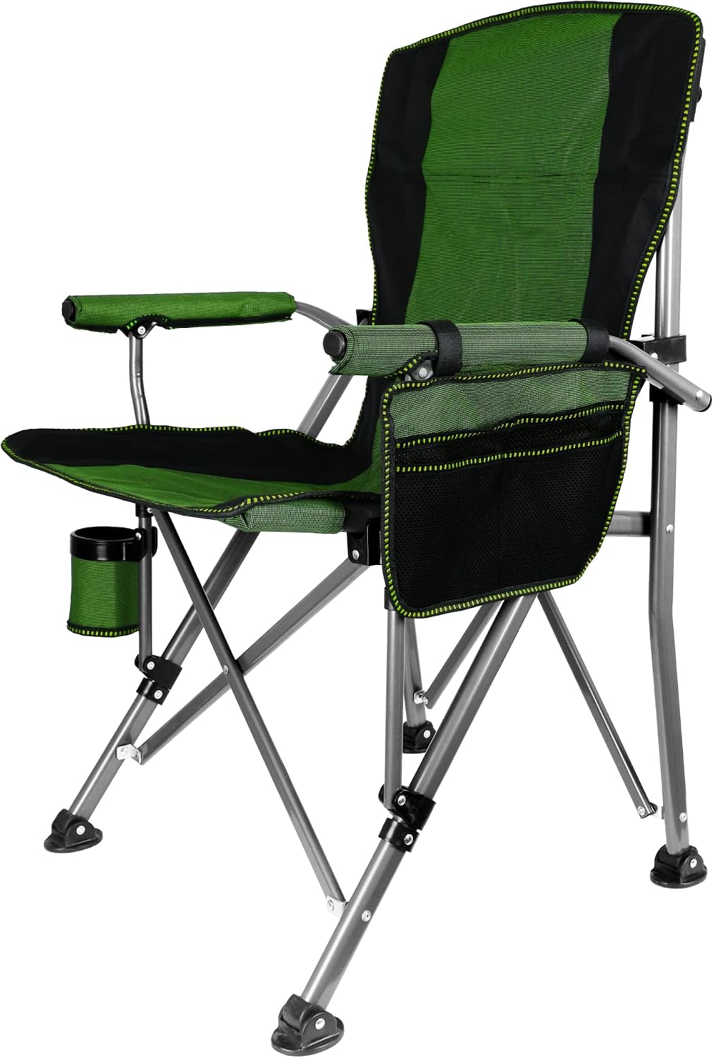 Adjustable Back Folding Camping Chair for Camp, Picnic, Lawn, Fishing | Adjustable Back; Weight Capacity 400 LBS;Hard Arm Portable Chair;Cup Holder;Storage Bag;carrying bag