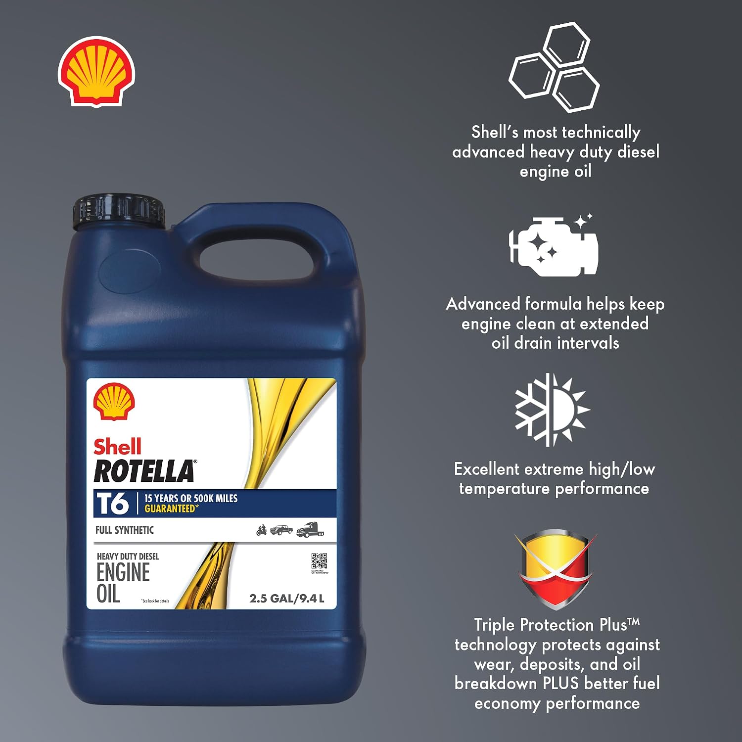 Shell Rotella T6 Full Synthetic Heavy Duty Engine Oil 5W-40, 55 Gallon Drum