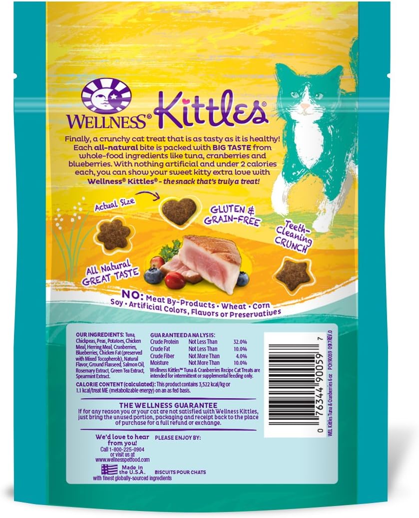 Wellness Kittles Cat Treat Value Pack - Tuna & Cranberries Flavor - 6 oz Each (4 Pack)