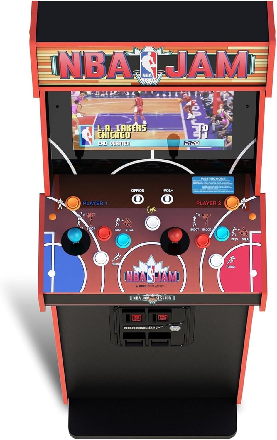 Arcade1Up NBA JAM Deluxe 2-Player Home Arcade Machine, Over 5-Foot Cabinet with Online Multiplayer, Light-Up Marquee, and 3 Classic Basketball Games