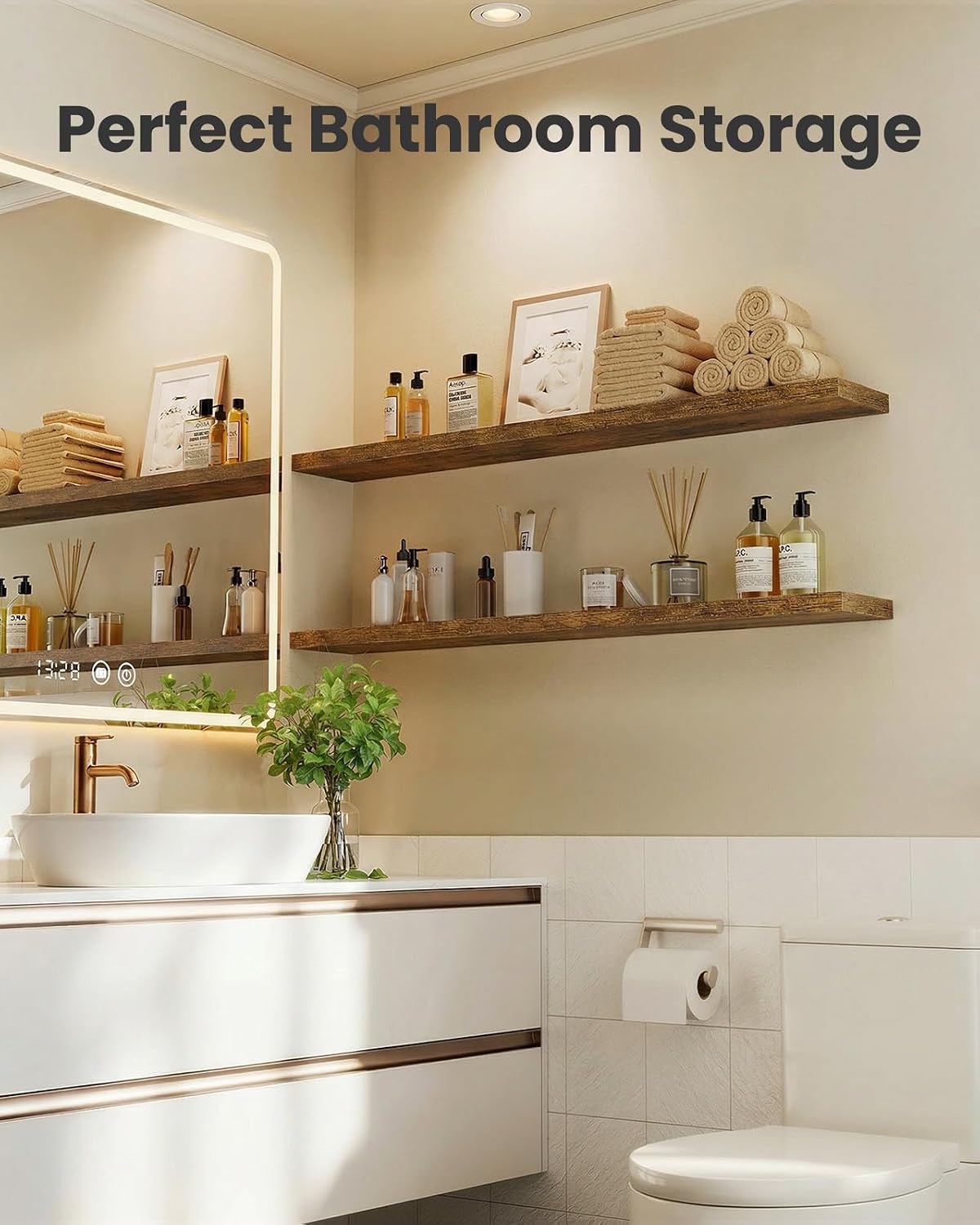 AMADA HOMEFURNISHING Floating Shelves, Wall Shelves for Bathroom/Living Room/Bedroom/Kitchen Decor