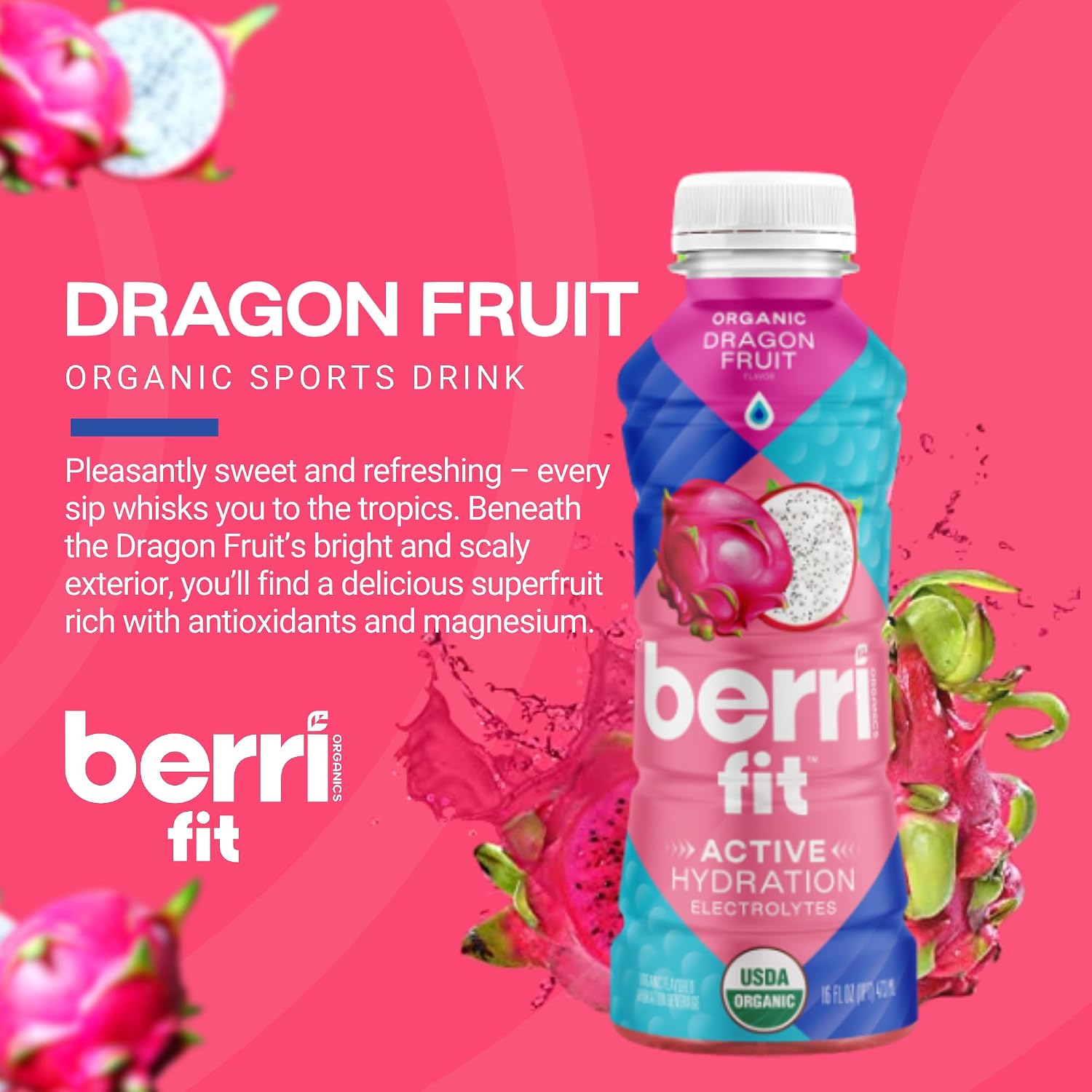 Berri Fit Hydration, 4ct, Organic Dragon Fruit Flavor Natural Sports Drink