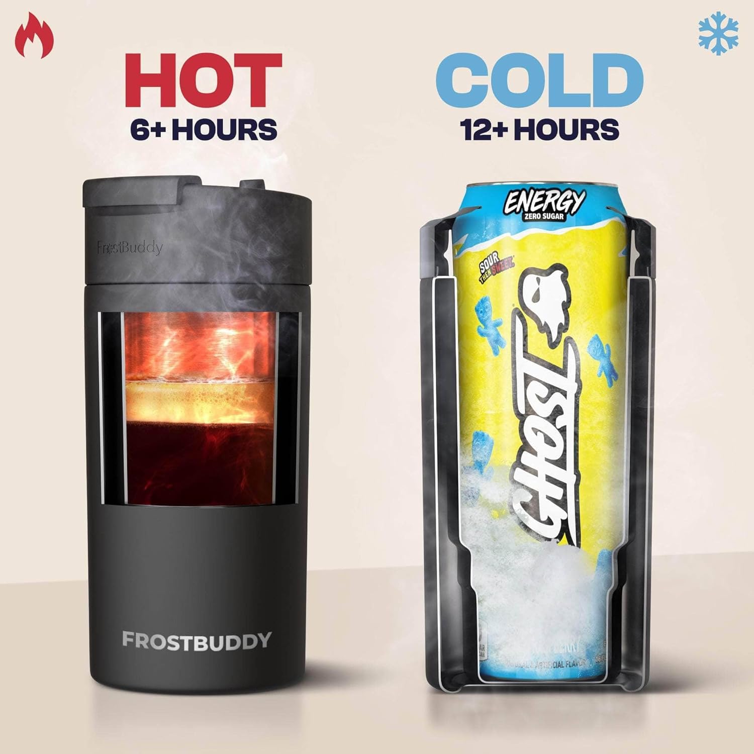 Frost Buddy Universal Can Cooler - Fits Slim Cans, 12 & 16oz (MatteBlack)