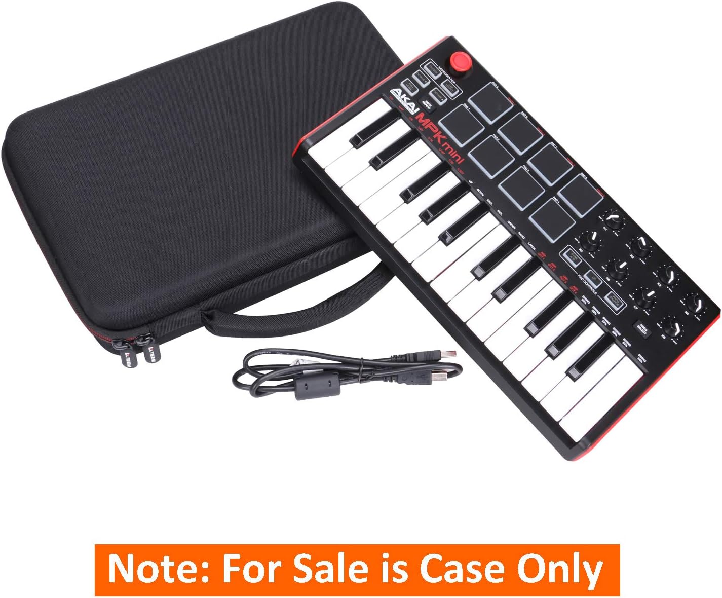 LTGEM Case Compatible with Akai Professional MPK Mini MK3 / MPK Mini Play MK3 25 Key USB MIDI Keyboard Controller, Black+Gray(Case Only)