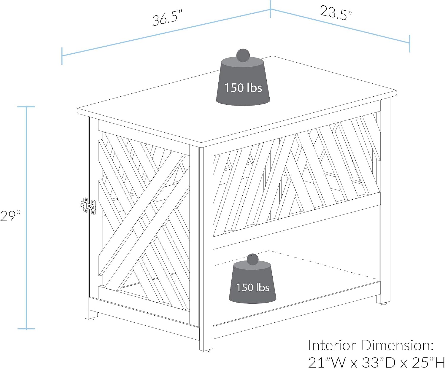 Casual Home Wooden Small Pet Crate, End Table, Espresso,19.5"W x 22.5"D x 22.5"H