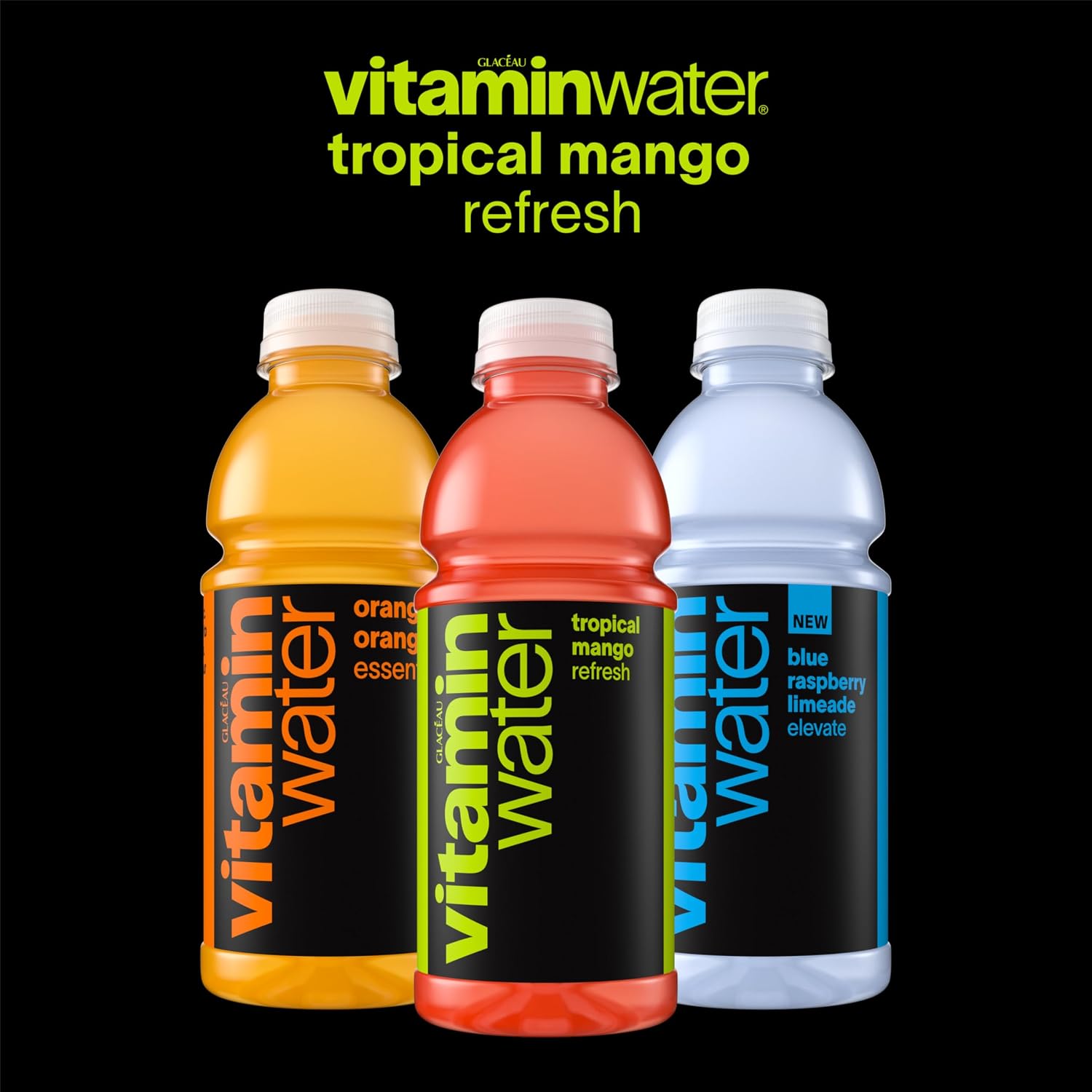 vitaminwater Refresh Tropical Mango, Flavored Water Beverage Bottles, 20 fl oz, 12 Pack
