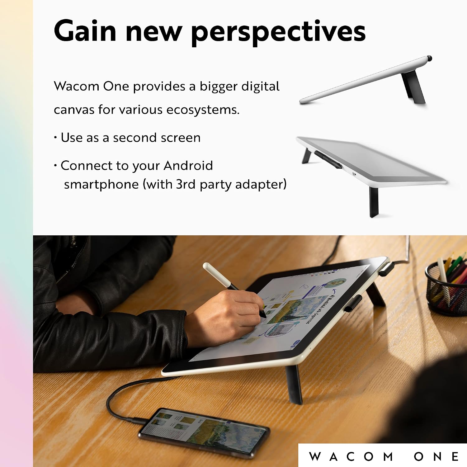 Wacom One HD Creative Pen Display, Drawing Tablet with Screen, 13.3" Graphics Monitor, Works with Mac, PC & Chromebook, Photo/Video Editing