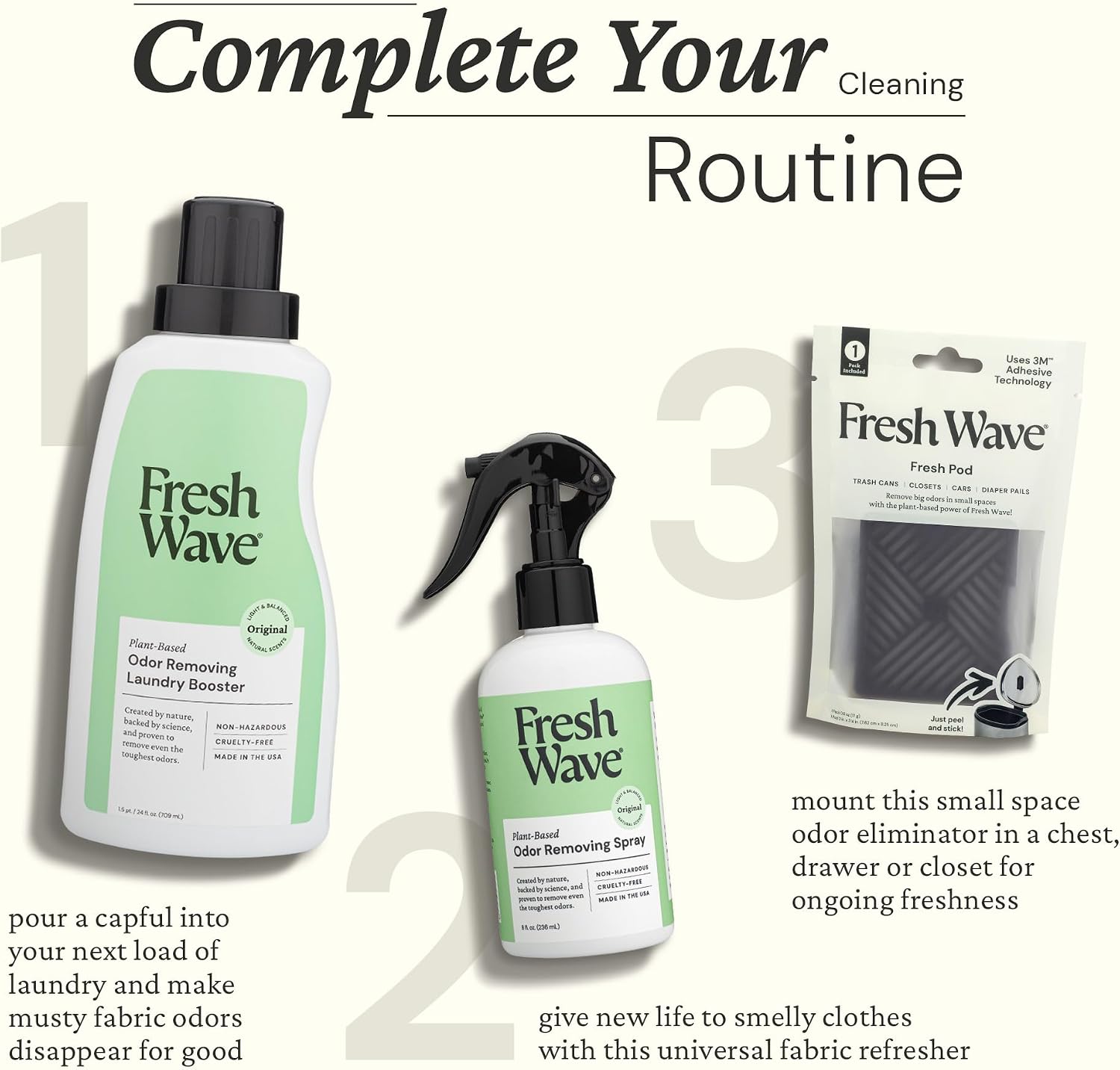 Fresh Wave Original Room and Fabric Air Freshener Spray, 2-Pk, 8 oz | Plant-based formula, Pet-safe and people-safe, Fabric and room deodorizer , For upholstery, carpets, shoes, and pet bedding