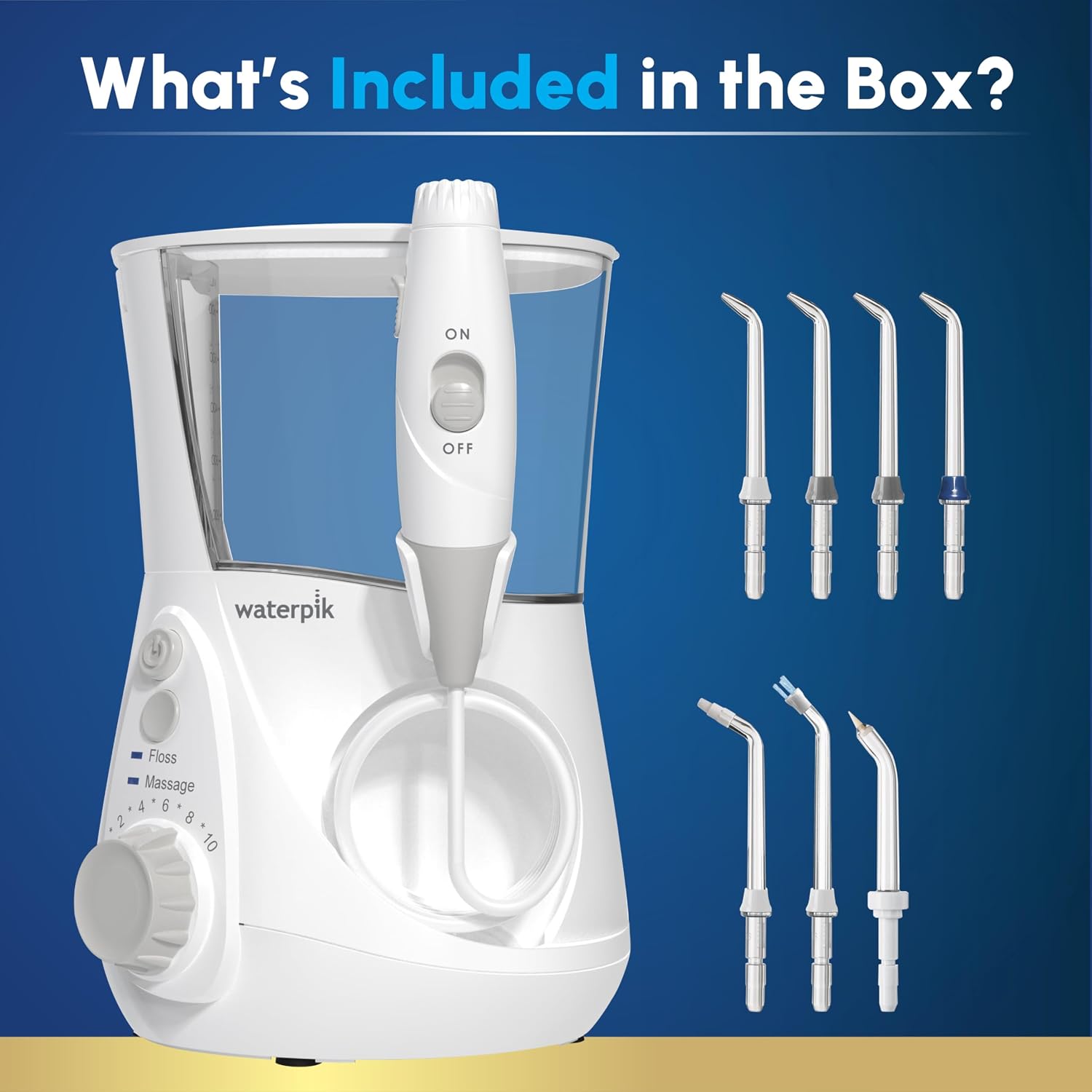 Waterpik Aquarius Countertop Water Flosser with 10 Settings, 7 Tips, White | For Daily Home Gum Health, Dental Braces, Implants, Teeth Cleaning, Multiple Users, ADA Accepted WP-660 Packaging May Vary