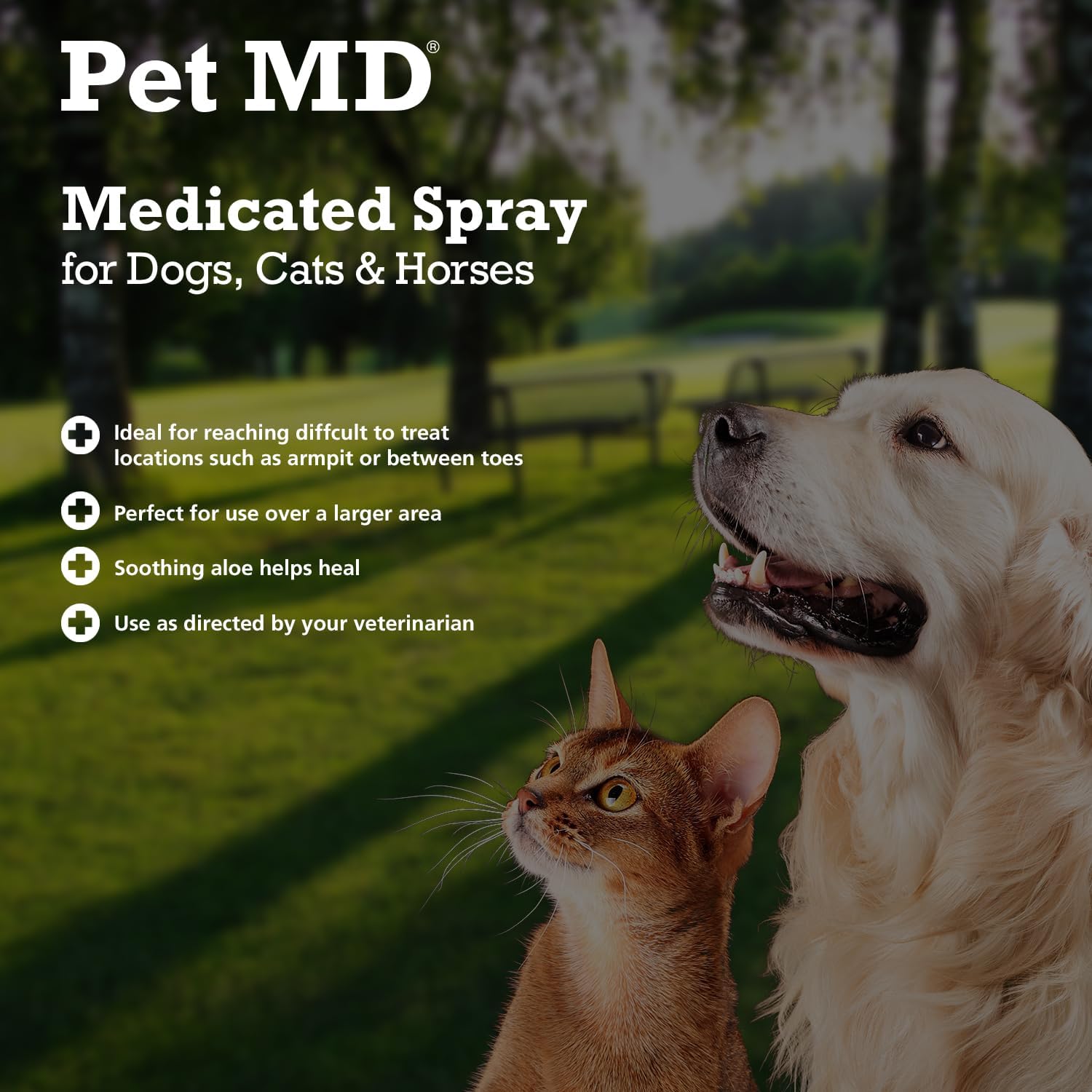 Pet MD Topical Spray for Dogs, Cats, and Horses - 8 oz | with Essential Fatty Acids, Aloe and Vitamin E