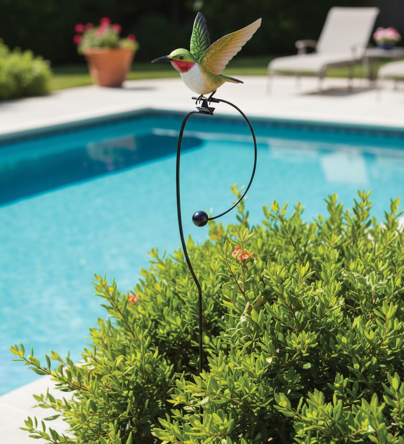Regal Art & Gift Rocker Hummingbird Garden Stake, Kinetic Metal Yard Art