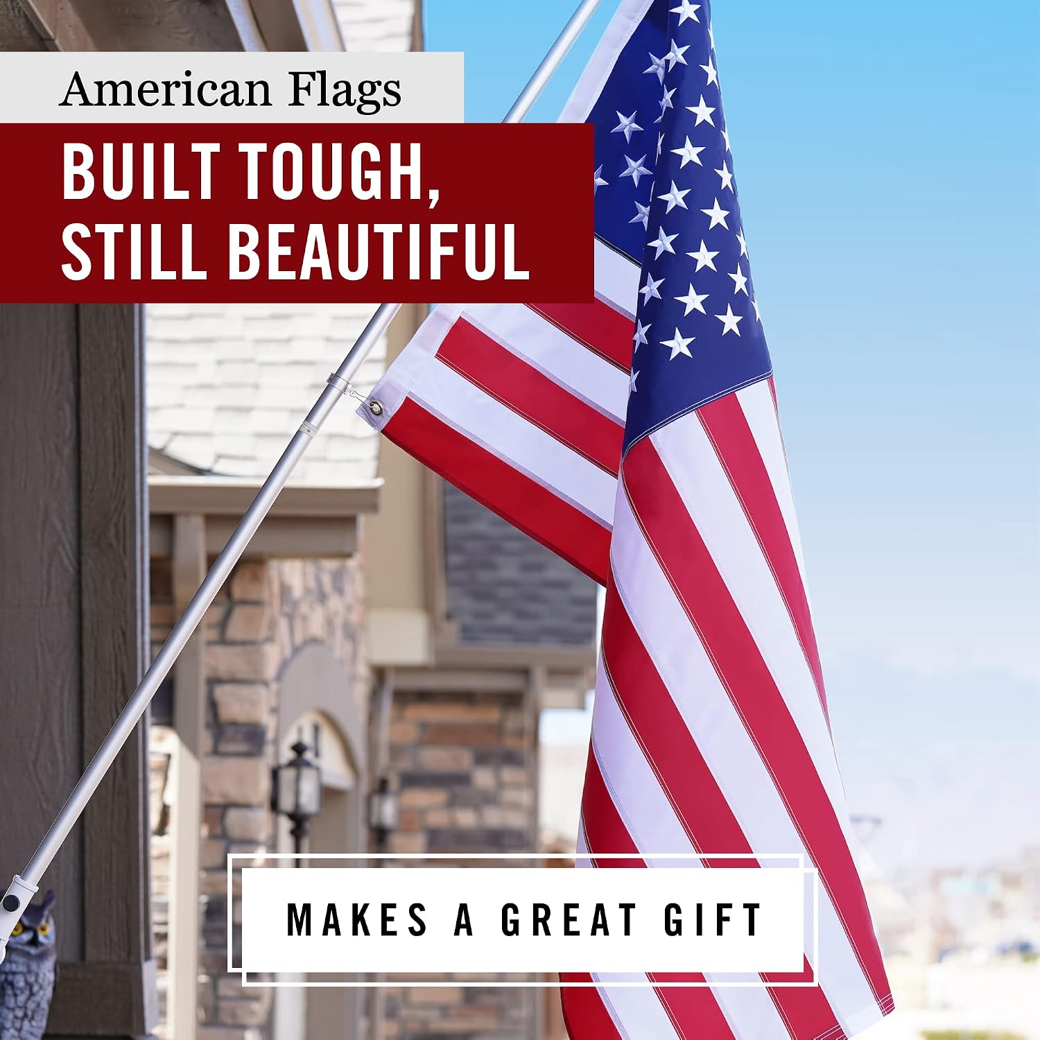 American Flag 5x8 ft Embroidered Stars Sewn Stripes | Embroidered USA flag with vivid colors and quadruple stitched fly end for enhanced durability. Features 210D Nylon