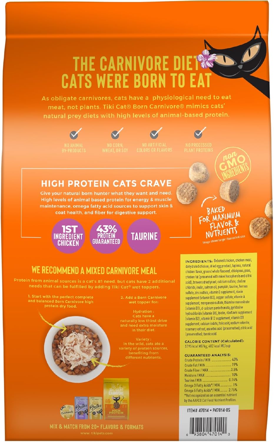 Tiki Cat Born Carnivore Dry Cat Food, Deboned Chicken & Egg, 2.8 lbs. Bag