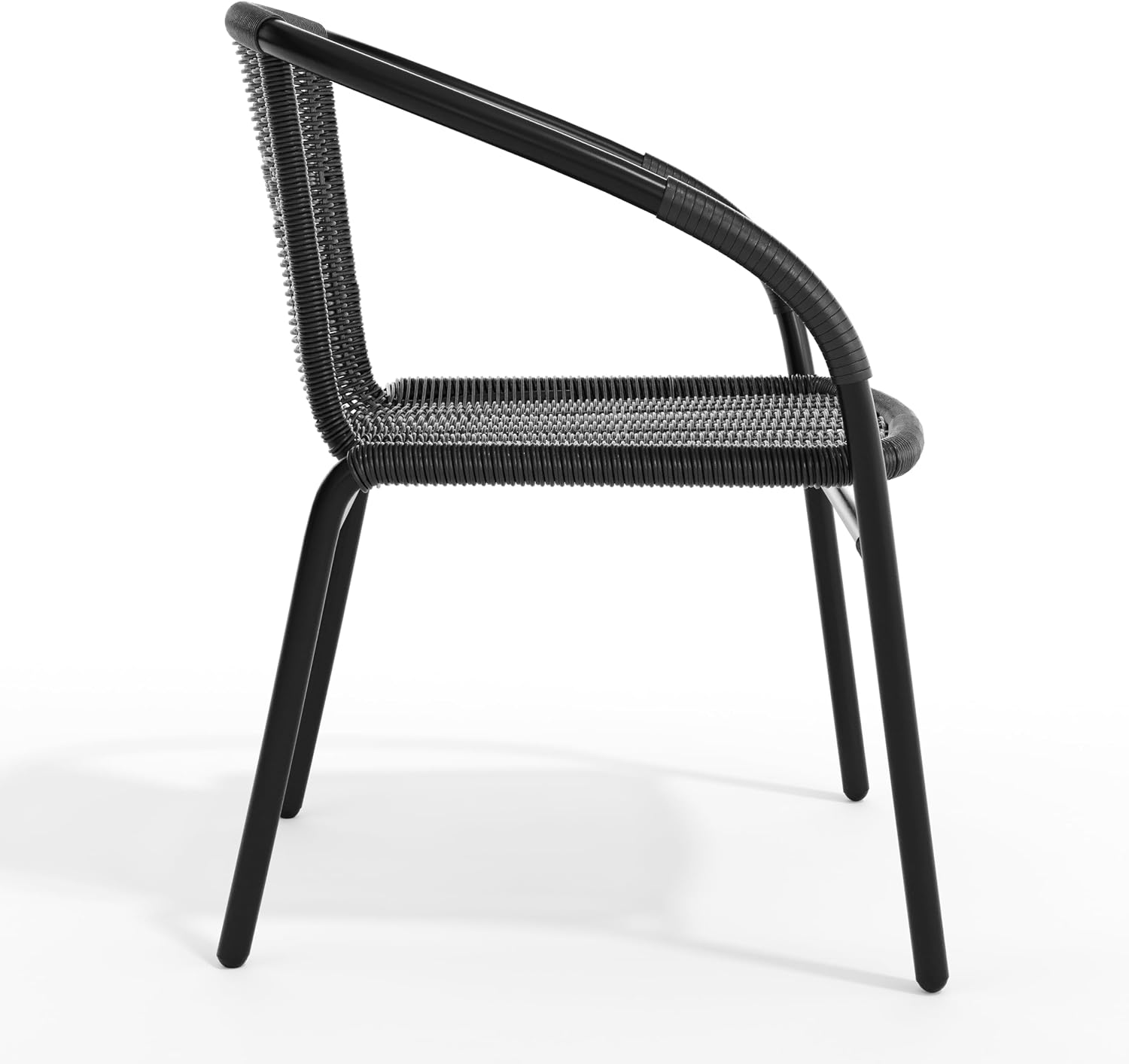 Flash Furniture Lila Modern Rattan Indoor/Outdoor Stackable Dining Chairs, Stacking Rattan Bistro Chairs for Patio or Restaurant, Set of 4, Brown | Commercial Grade, Indoor/Outdoor Use