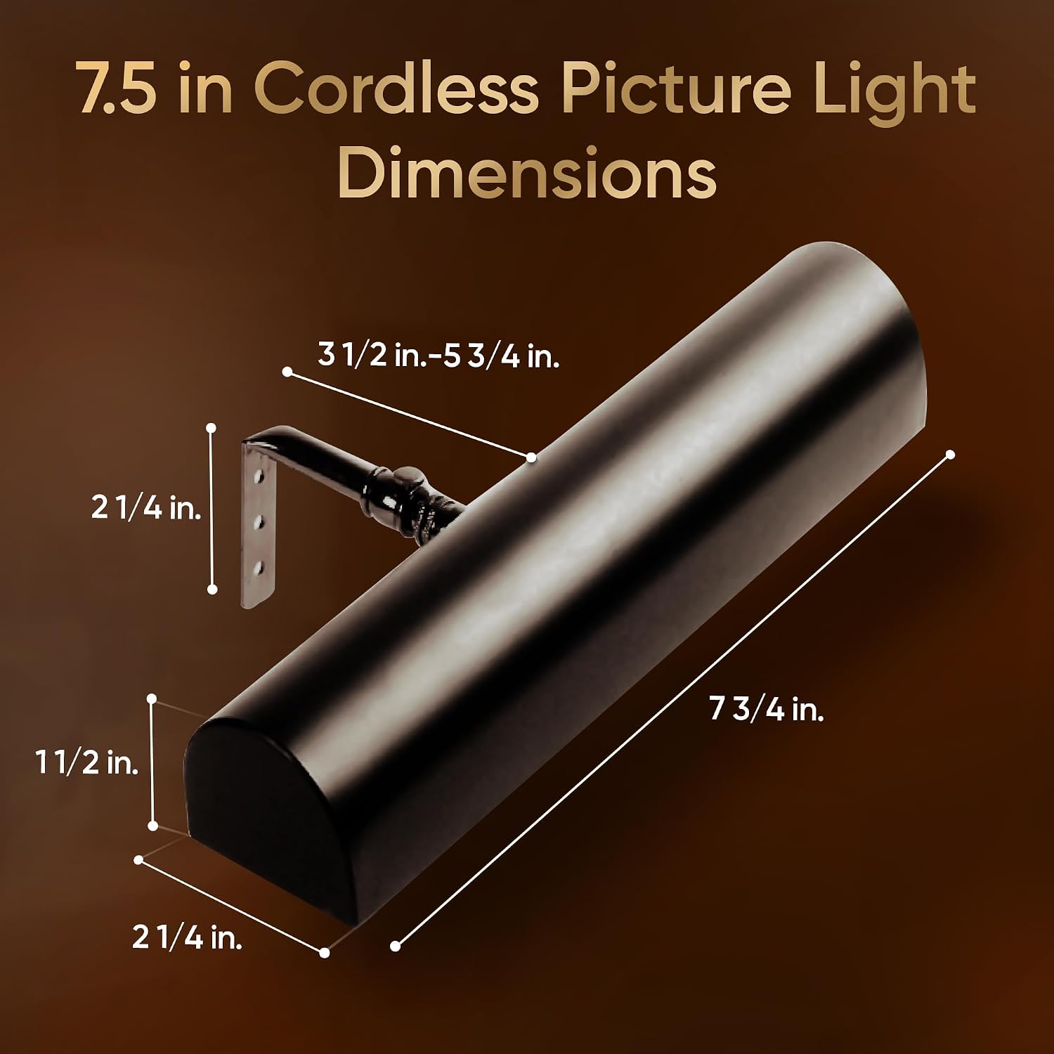 Concept Lighting 102L Cordless Remote Control LED Picture Light- 11 1/2 inch Antique Brass With Silver Undertones