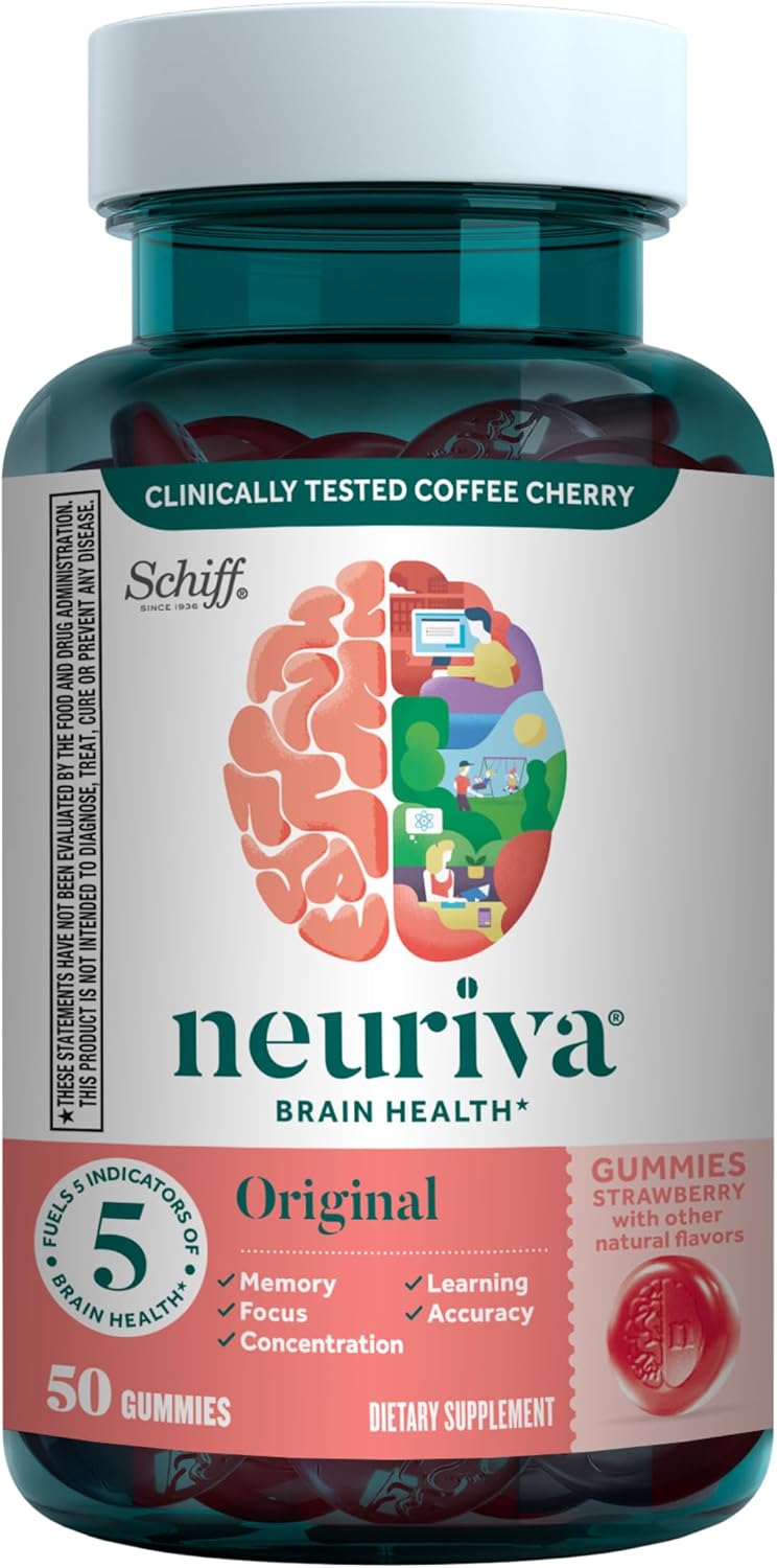 NEURIVA Plus Brain Supplements for Memory and Focus, Clinically Tested Nootropics Neurofactor and Phosphatidylserine with Vitamin B12, Vitamin B6