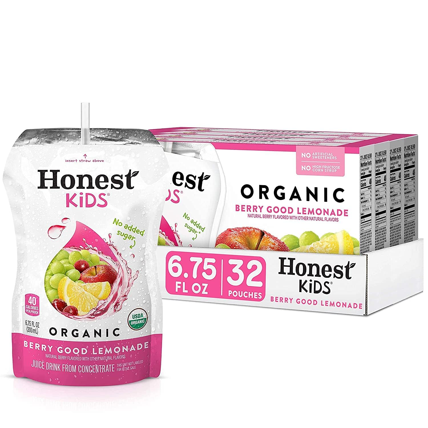 Honest Kids Appley Ever After, Organic Juice Drink, 6 Fl oz Juice Boxes, Pack Of 40, Apple