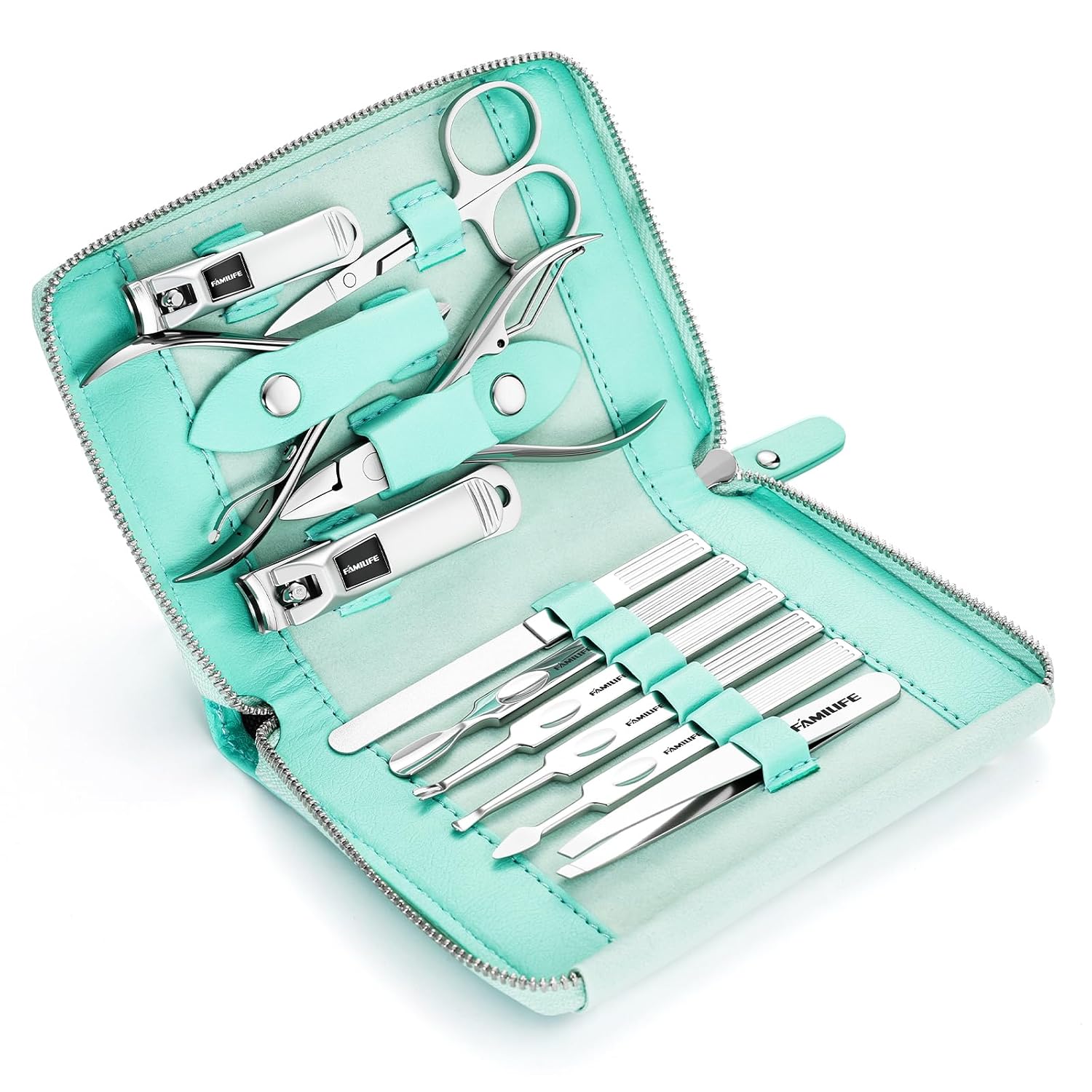 FAMILIFE Stainless Steel Manicure Set 11-in-1 Professional Nail Clipper Kit