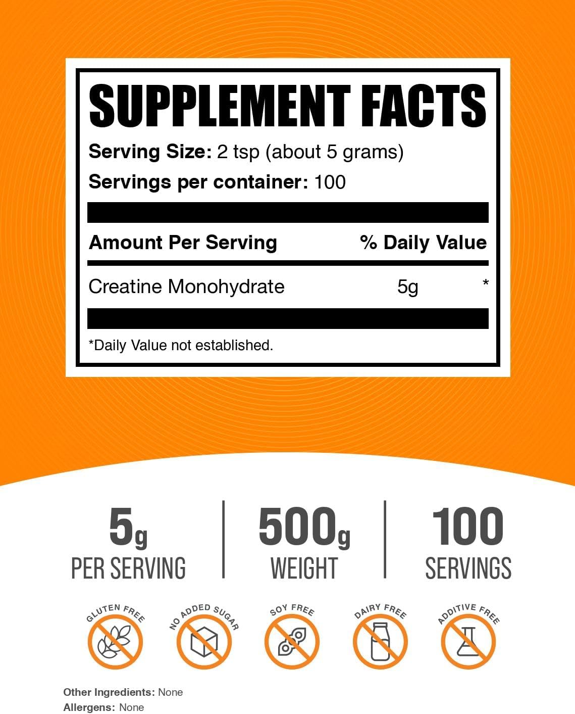 BulkSupplements.com Creatine Monohydrate Powder - Micronized Creatine Powder, Unflavored - Pure & Gluten Free, 5g per Serving