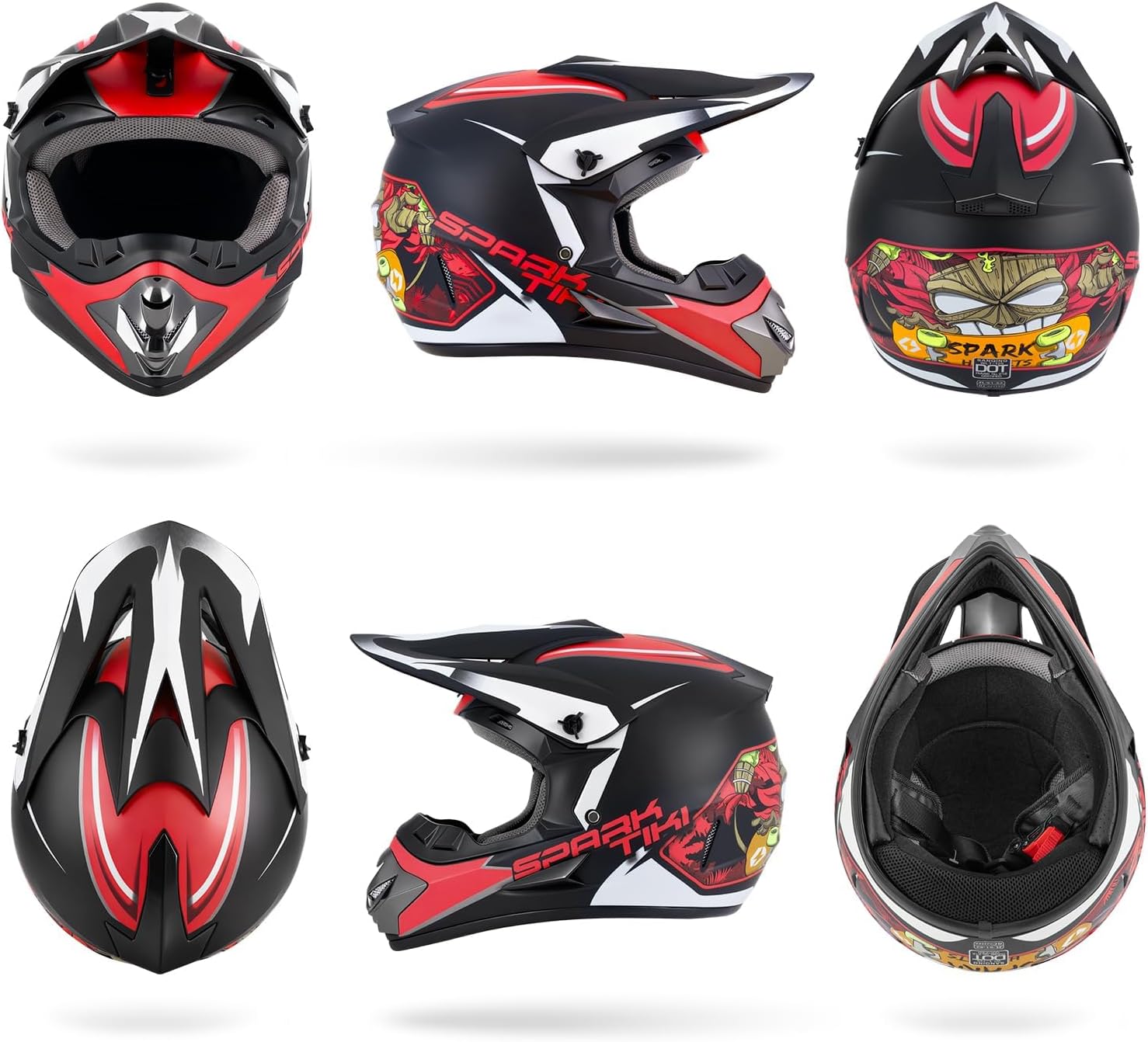 Youth Kids Dirt Bike Motocross Helmet DOT Approved Cool Tiki Graphic