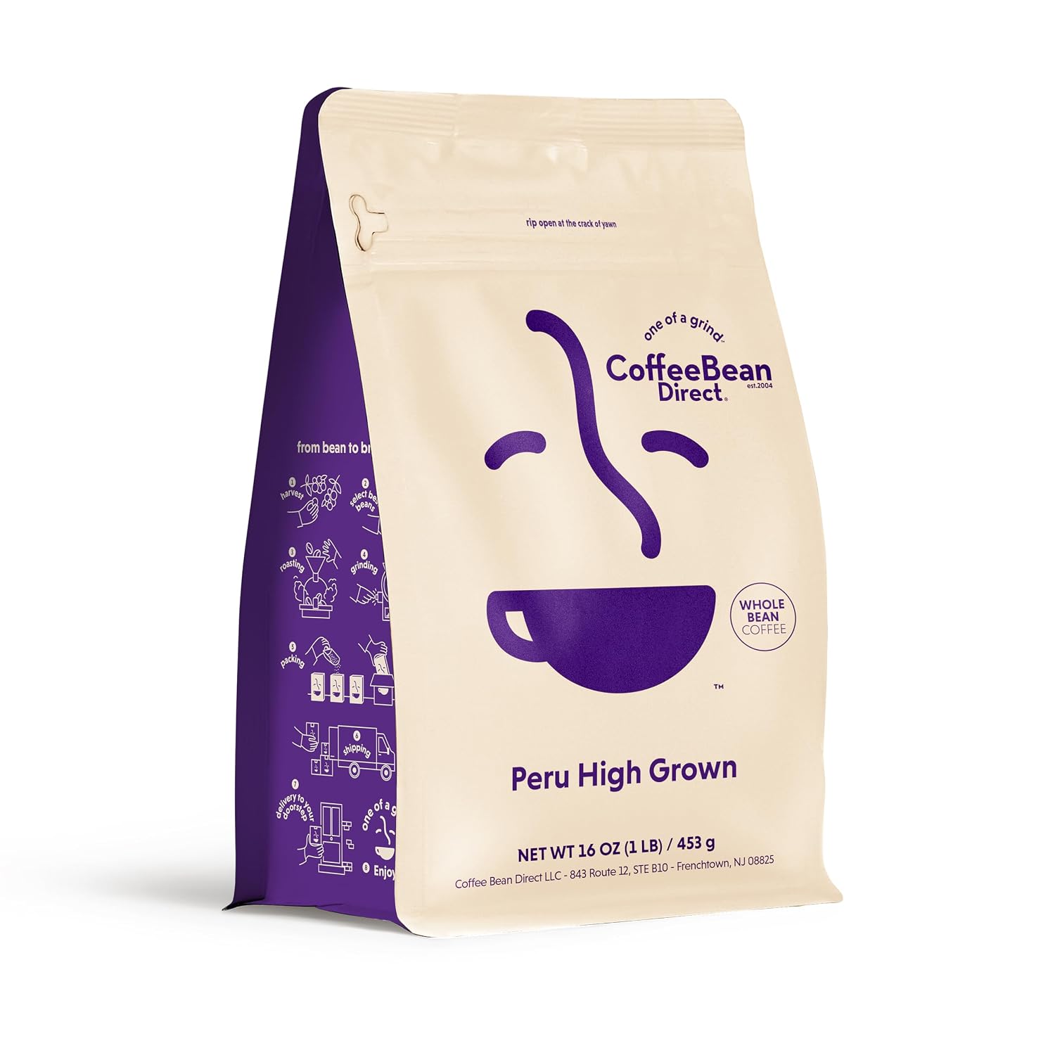 Coffee Bean Direct French Roast Colombian Supremo, Whole Bean, 1lb Bag | Dark Roast, Single Origin Arabica Coffee Beans