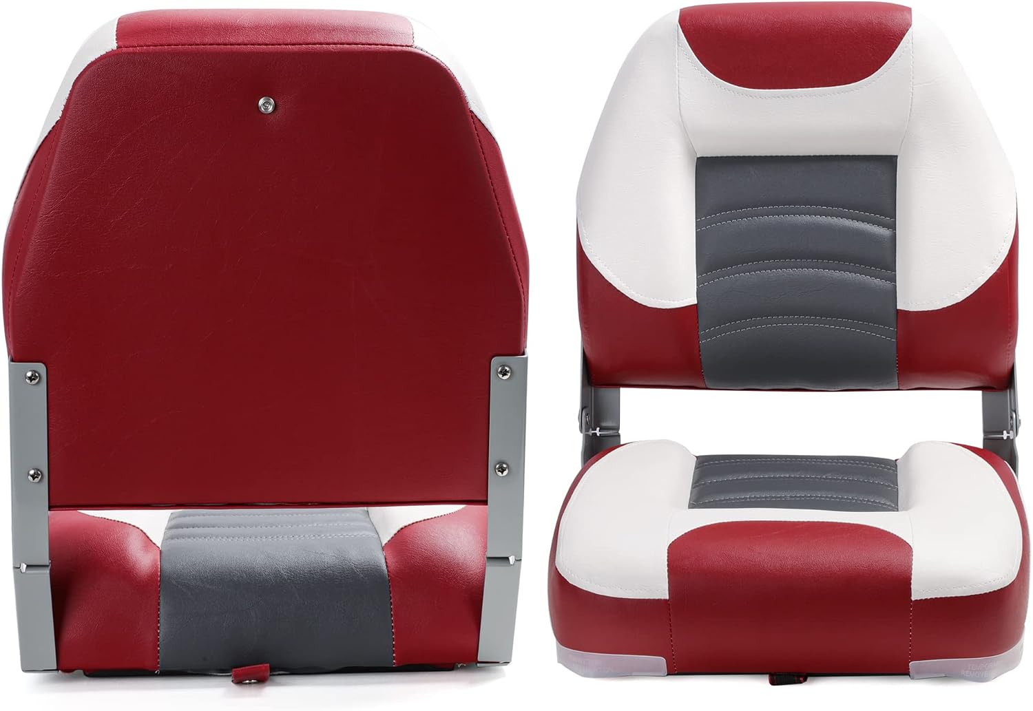 NORTHCAPTAIN T1 Deluxe Low Back Folding Fishing Boat Seats 2 Pack - Premium Bass/Jon/Pontoon Boat Chairs,4 Mounting Screws Included