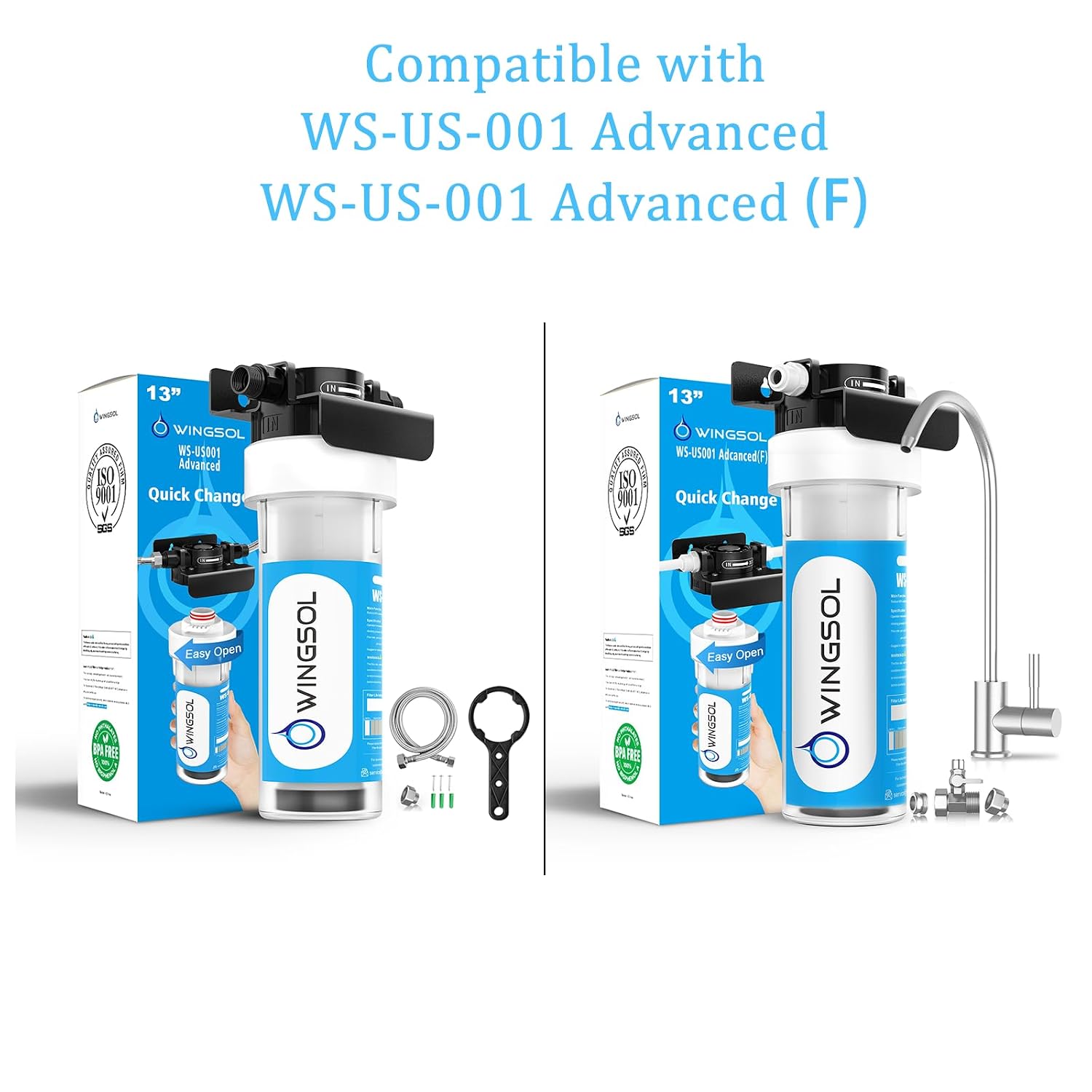 WINGSOL Advanced Replacement Filter Cartridge for Under Sink Water Filter Compatibel with: WS-US-001 Advanced, WS-US-001 Basic, WS-US-001 Advanced (F)