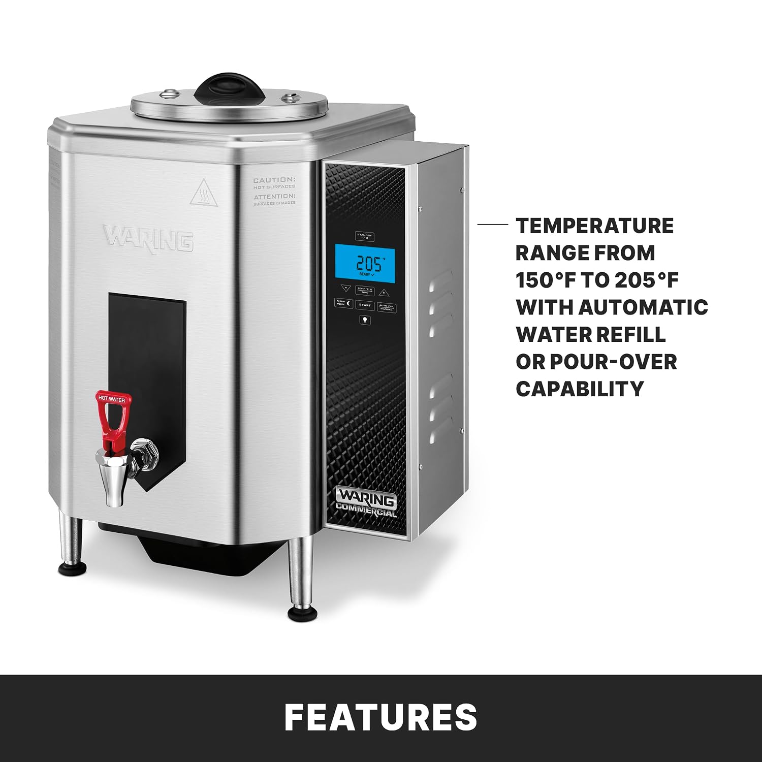 Waring Hot Water Dispenser with 10-Gallon Capacity & 120V