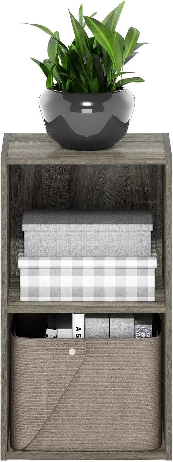 Furinno PASIR Book Shelf, 5-Tier Modern Bookshelf, Open Shelves Bookcase, 9 x 12 x 52, for Living Room, Bedroom, Home Office, Plain White