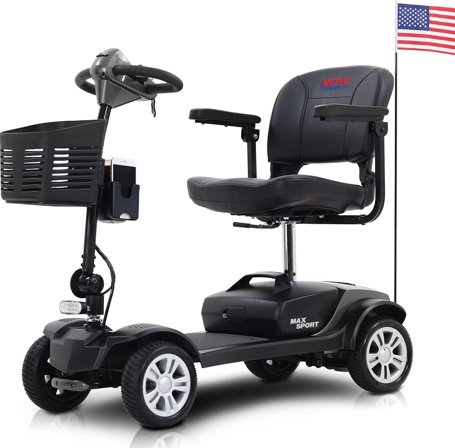 Metro Mobility 4 Wheel Powered Mobility Scooter for Seniors - 300 lbs Capacity Electric Mobility Scooter for Adults - Long Range Power Extended