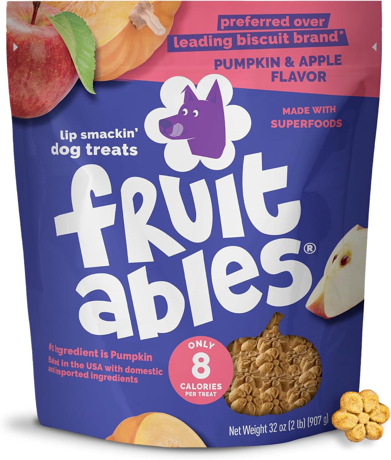 Fruitables Baked Dog Treats, Low Calorie Treats, Pumpkin & Banana, 7oz | Healthy Dog Treats, Training Treats, Crunchy Dog Biscuits, Limited Ingredient Recipe, Healthy Puppy Snacks, Made in USA