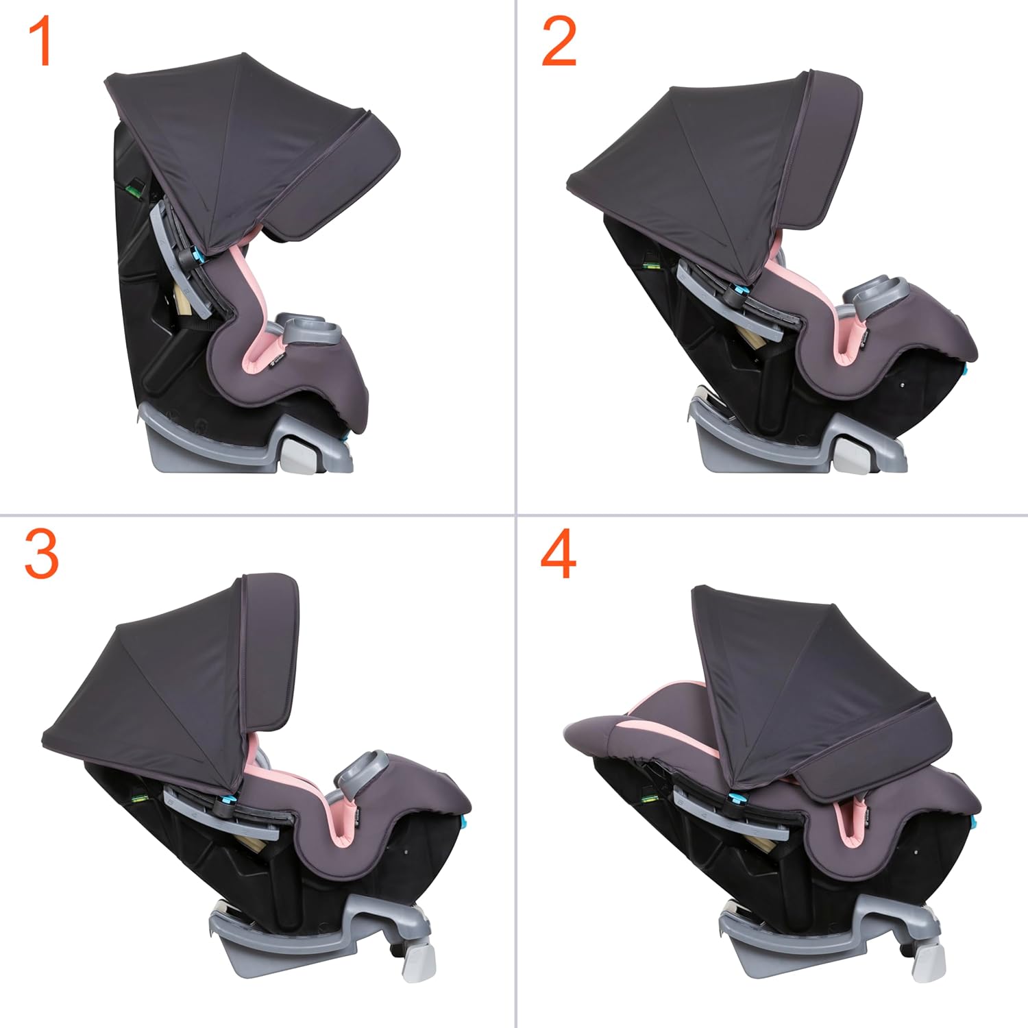 Baby Trend Cover Me™ 4-in-1 Convertible Car Seat, Vespa – Built-in Canopy, 4-Stage Growth System, Plush Comfort Padding, Multi-Position Recline