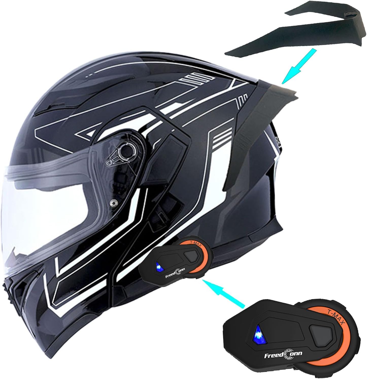 1Storm Motorcycle Modular Full Face Helmet Flip up Dual Visor Sun Shield: HB89
