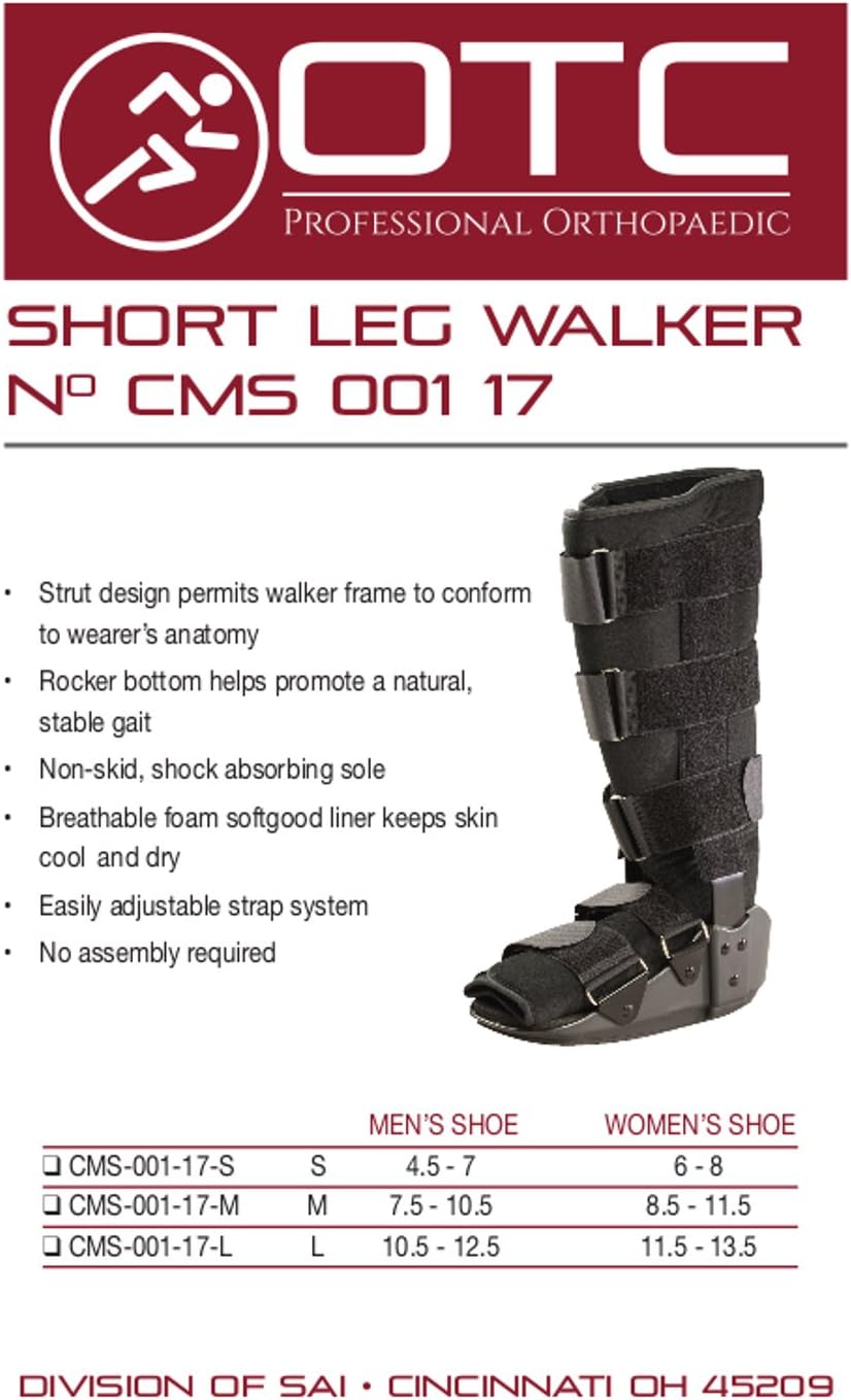 OTC Walker Boot Delux Short Low Top Leg Cast, Black, X-Small