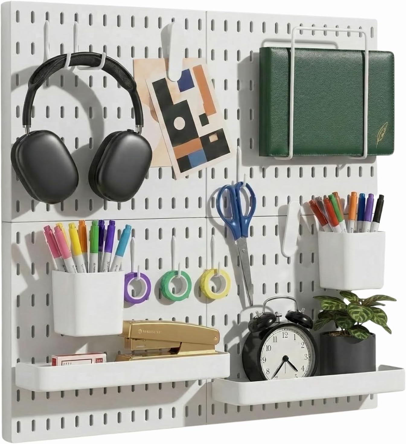 Keepo Peg Board Wall Organizer – Plastic Pegboard Panels, Modular Peg Board Storage System For Home Office, Craft Room, Gaming Setup (White