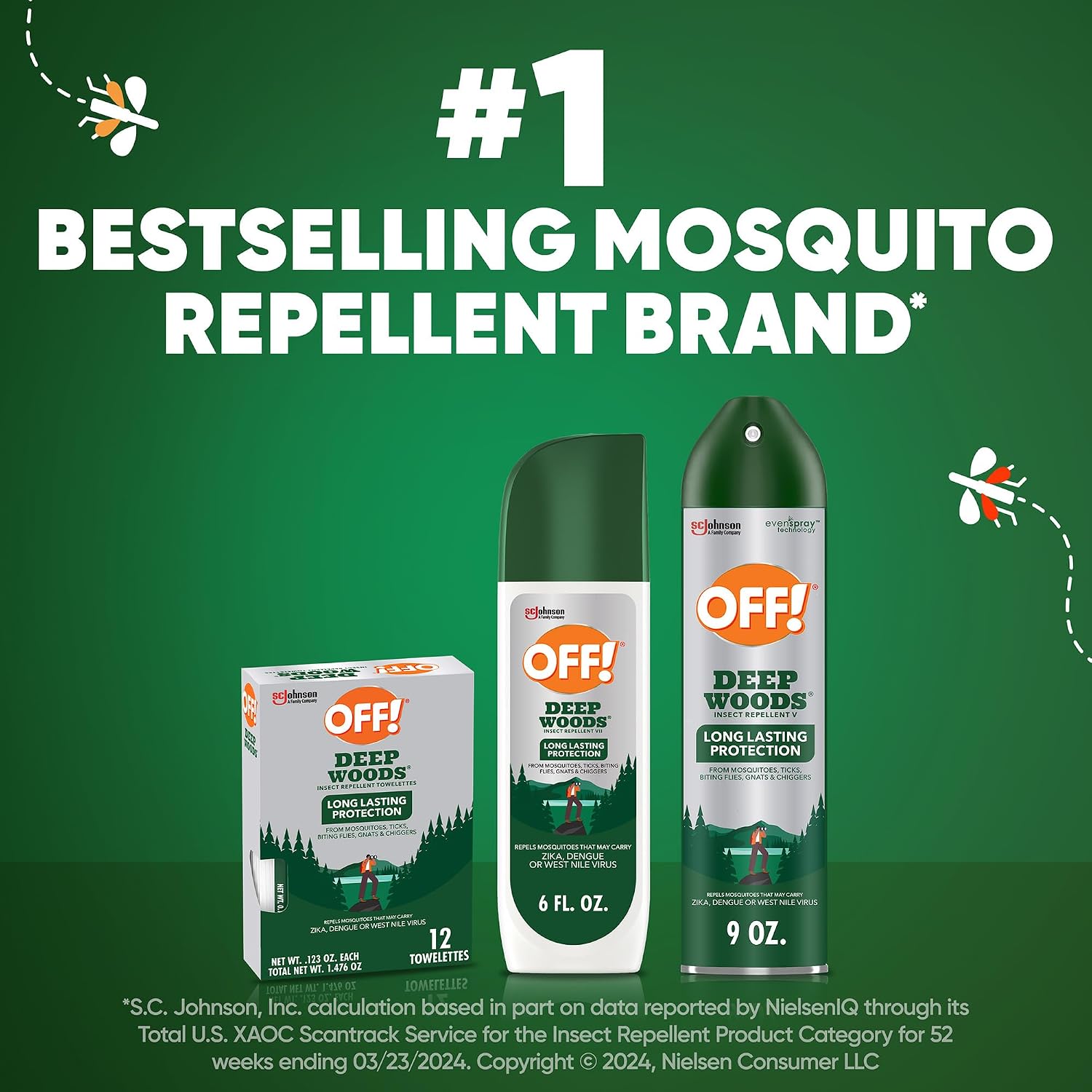OFF! Deep Woods Insect Repellent Aerosol, Bug Spray with Long Lasting Protection from Mosquitoes and Ticks, 6 oz