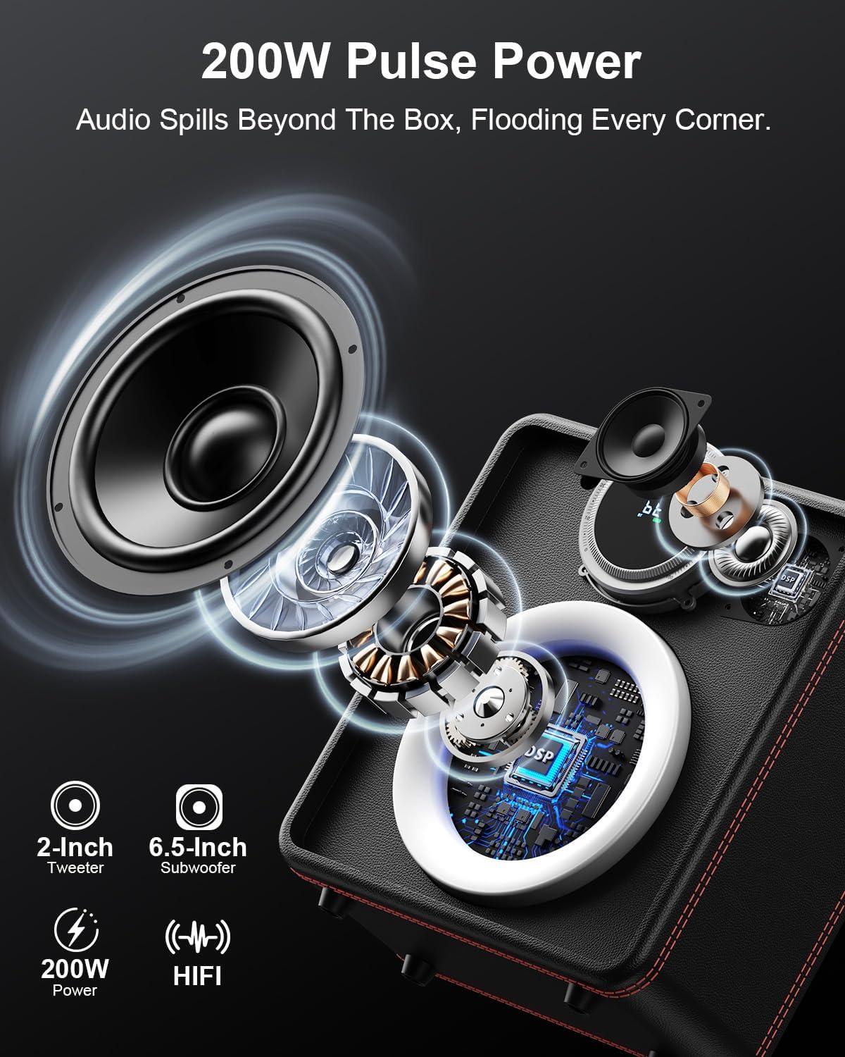 JYX Karaoke Machine with 2 Wireless Microphones, Bluetooth Party Speaker | Powerful Bass & Clear Vocals for Karaoke, 24H Portable Entertainment