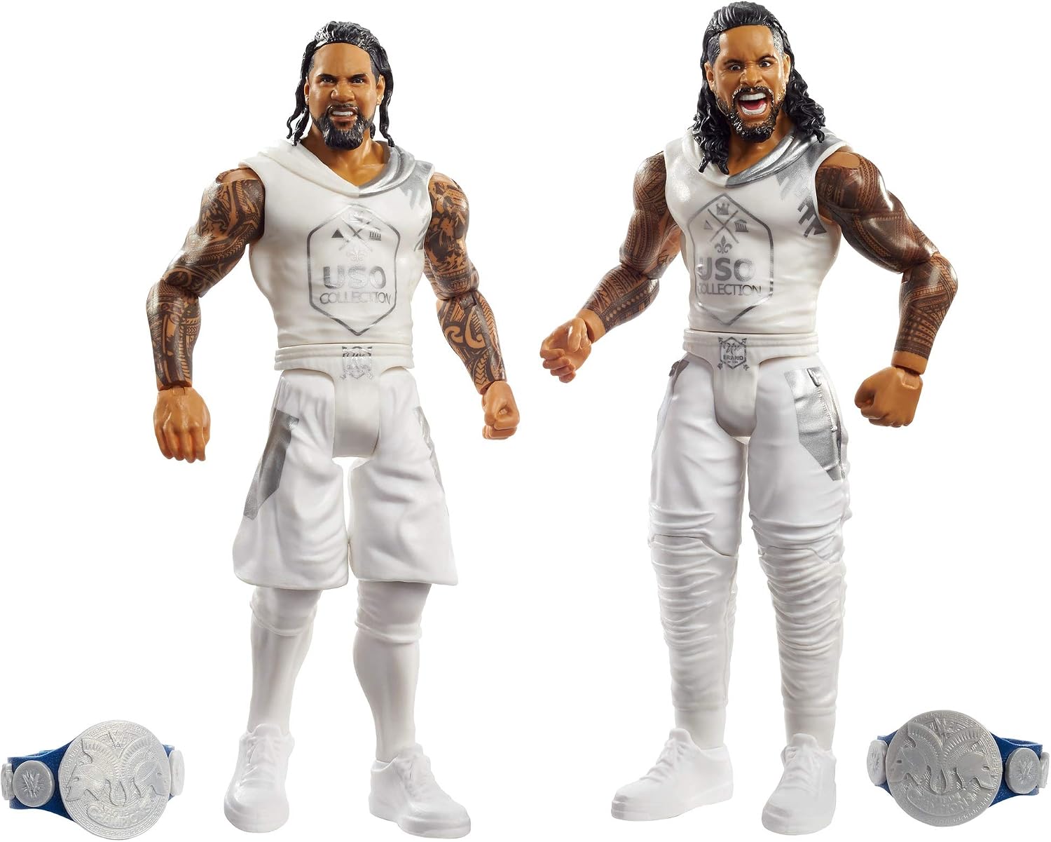 WWE Jimmy USO vs Jey USO Battle Pack Series #64 with Two 6-inch Articulated Action Figures & Ring Gear