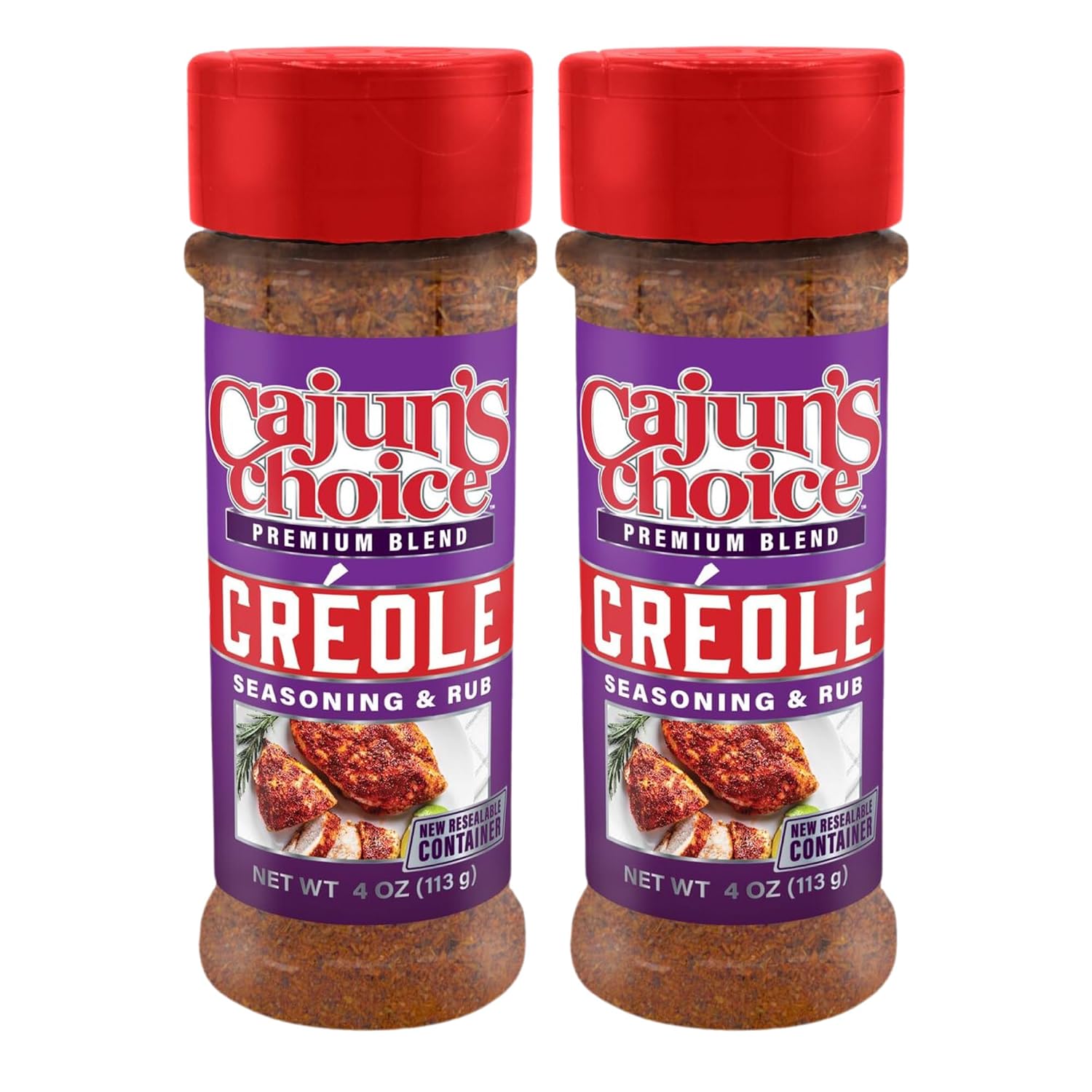 Cajun's Choice Blackened Seasoning - 2.75 oz Jar, Pack of 2, All Natural, Low Salt, Gluten-Free - Authentic Louisiana Spice for Fish & BBQ | Low-sodium, all-natural seasoning and rub for fish, seafood, chicken, pork, steak, vegetables and salads.