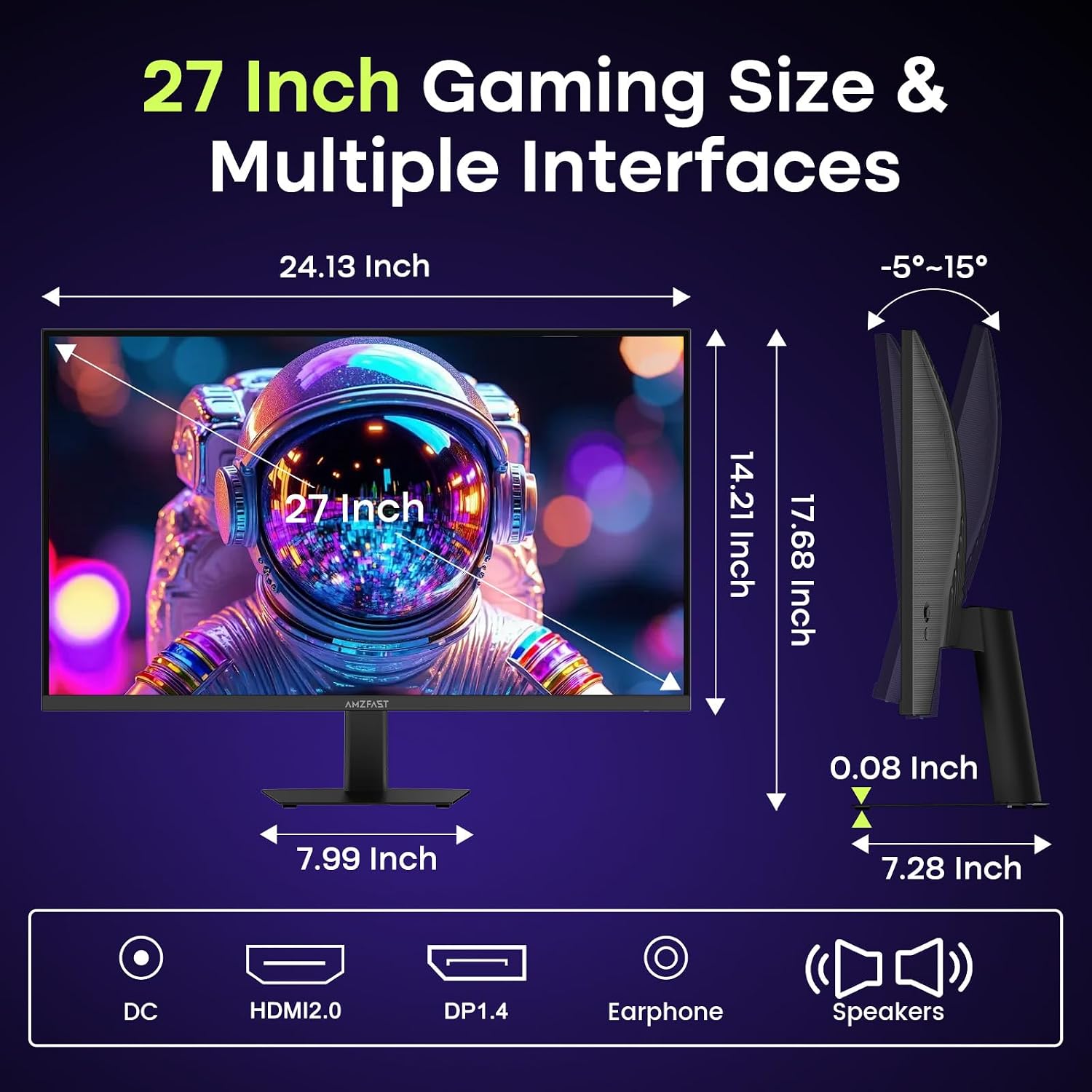 Amzfast 34 Inch Curved Monitor 240Hz UWQHD (3440x1440) Gaming Monitor, 1ms G-SYNC Compatible, 1500R, PIP/PBP, HDR400, 96% DCI-P3, Tilt/Swivel/Height Adjustable, TÜV Rheinland, HDMI 2.1, AMZG34C8 Pro