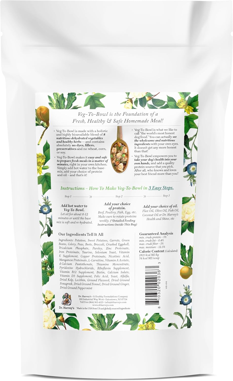 Dr. Harvey's Veg-To-Bowl Fine Ground Dehydrated Vegetable Pre-Mix for Dogs, 7-Pound Bag | Dehydrated Vegetable Pre-Mix