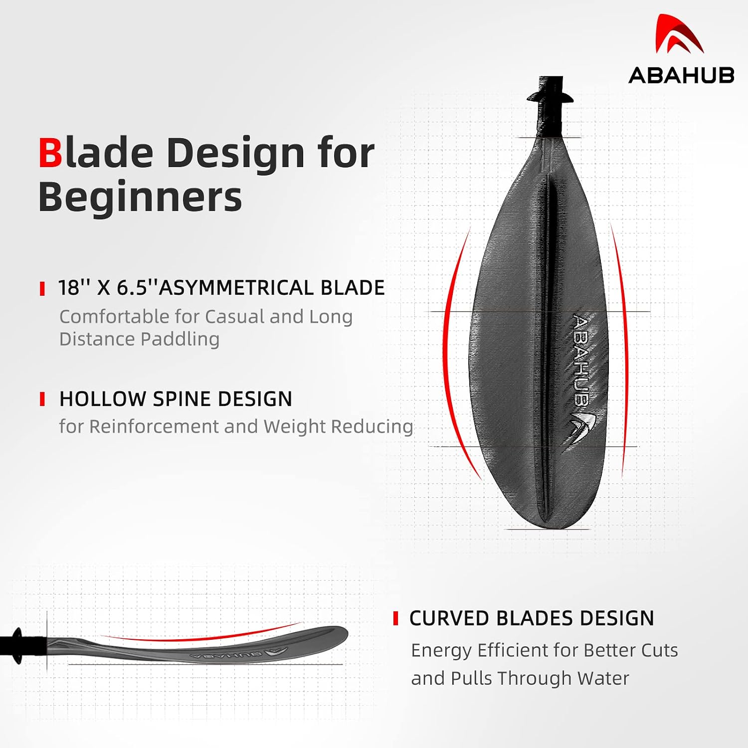 Abahub Kayak Paddle with Free Leash 220-240cm Kayaking Oars
