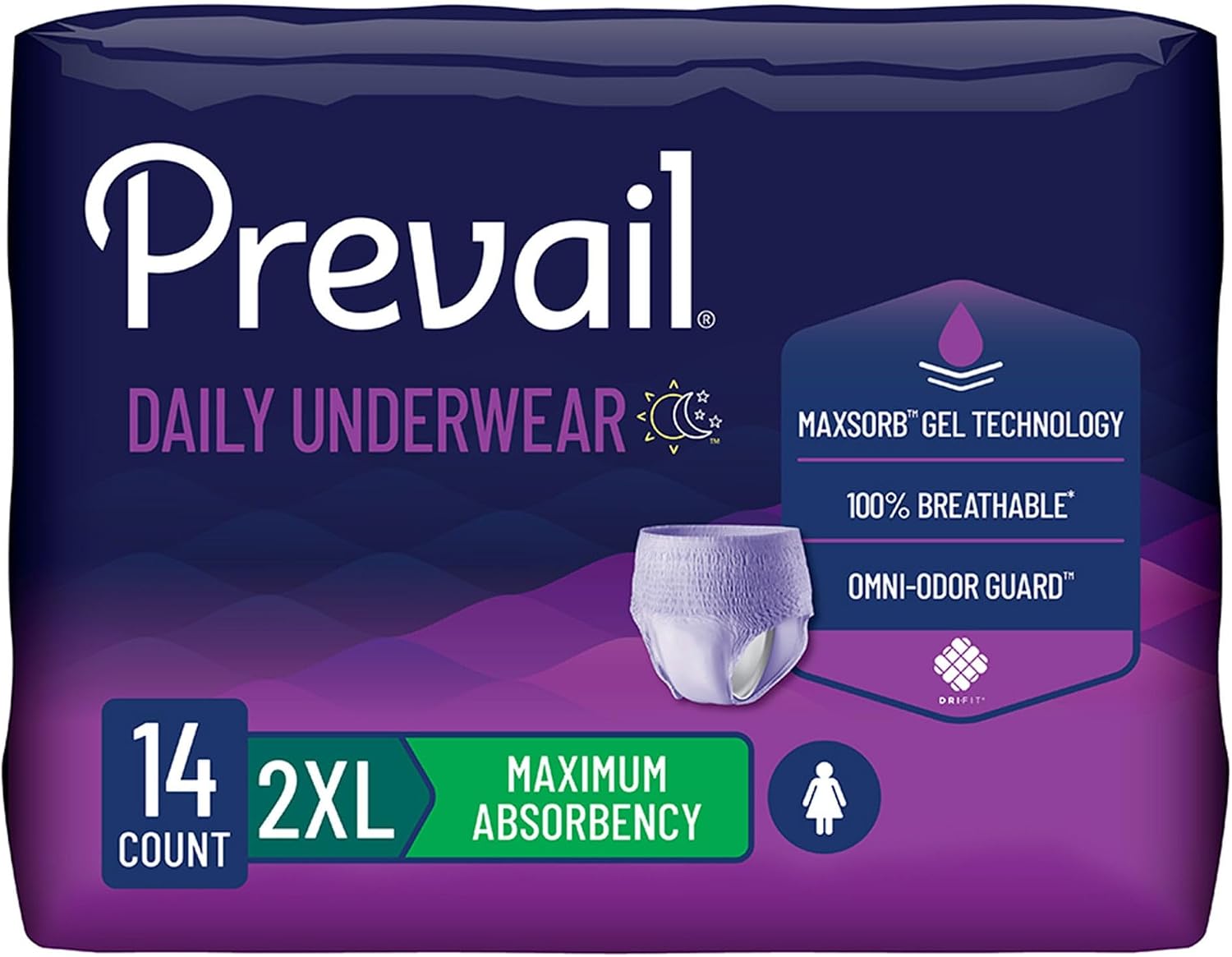 Prevail Daily Underwear Disposable Underwear Female Pull On with Tear Away Seams Medium, PWC-512/1, Maximum, 80 Ct