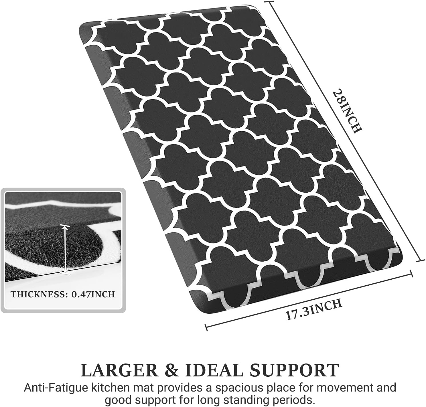 WISELIFE Kitchen Mats and Rugs Cushioned Anti-Fatigue, 17.3"x 60", Grey
