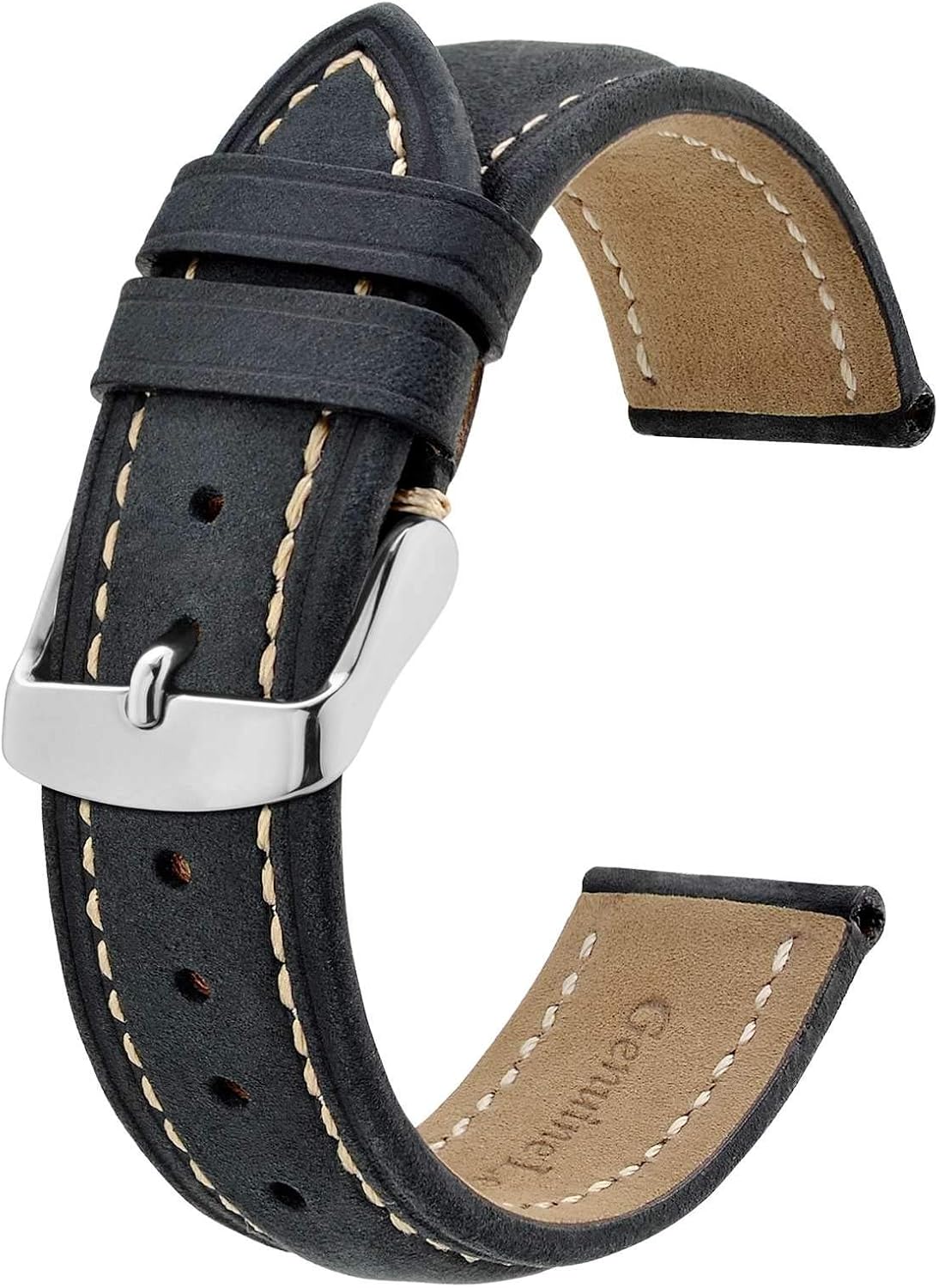 BISONSTRAP Watch Strap, Vintage Leather Replacement Bracelet, Band Width-14mm 15mm 16mm 17mm 18mm 19mm 20mm 21mm 22mm 23mm 24mm