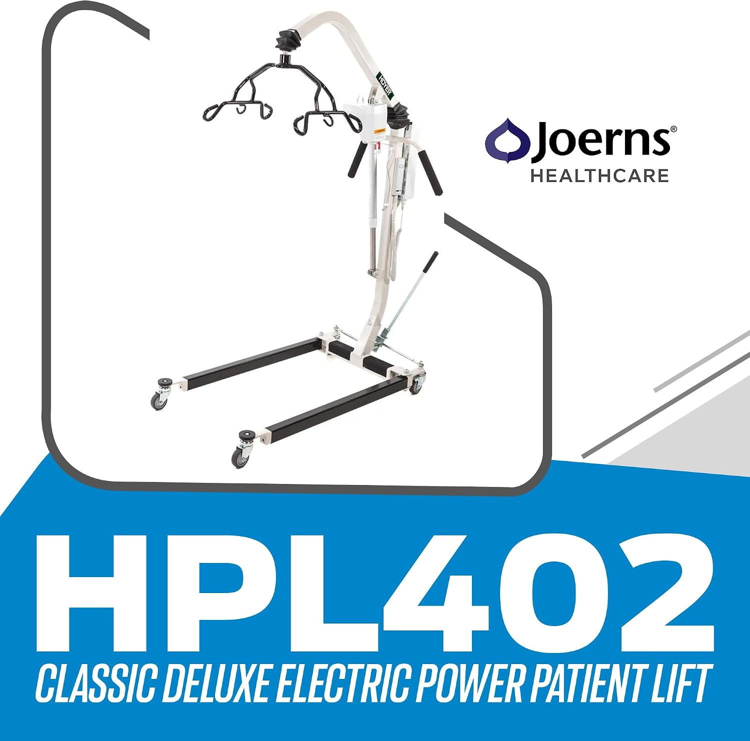 Joerns Hoyer HPL402 Classic Deluxe Electric Power Patient Lift | Safe Working Load 400 lbs.| Ergonomic Handle Grips | Adjustable U-Base