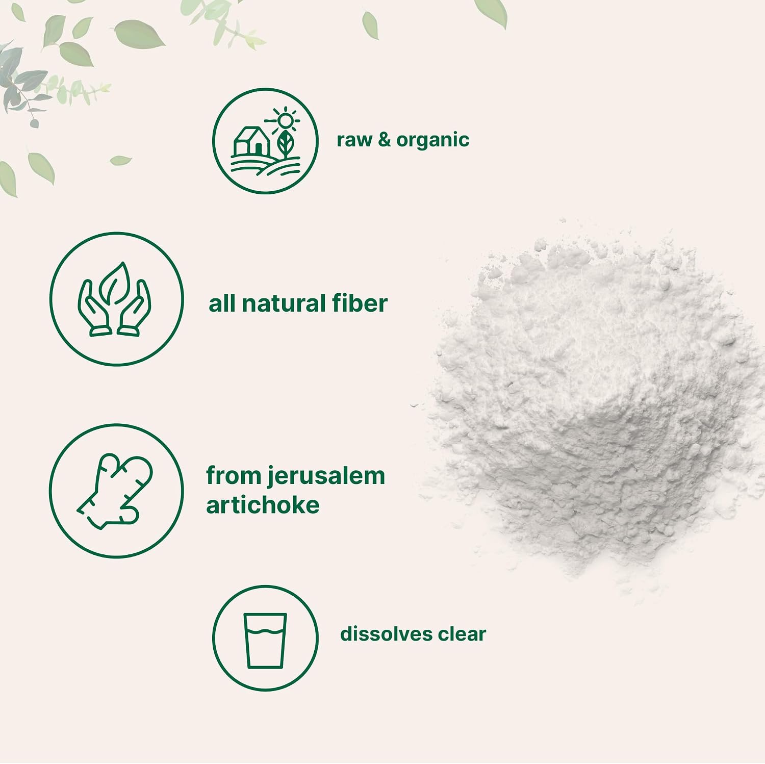 Micro Ingredients Organic Inulin FOS Fiber Powder, 2.2 lbs | Quick Water-Soluble Prebiotic | Natural Fiber for Smoothies & Drinks | Vegan Friendly, Dissolves Clear