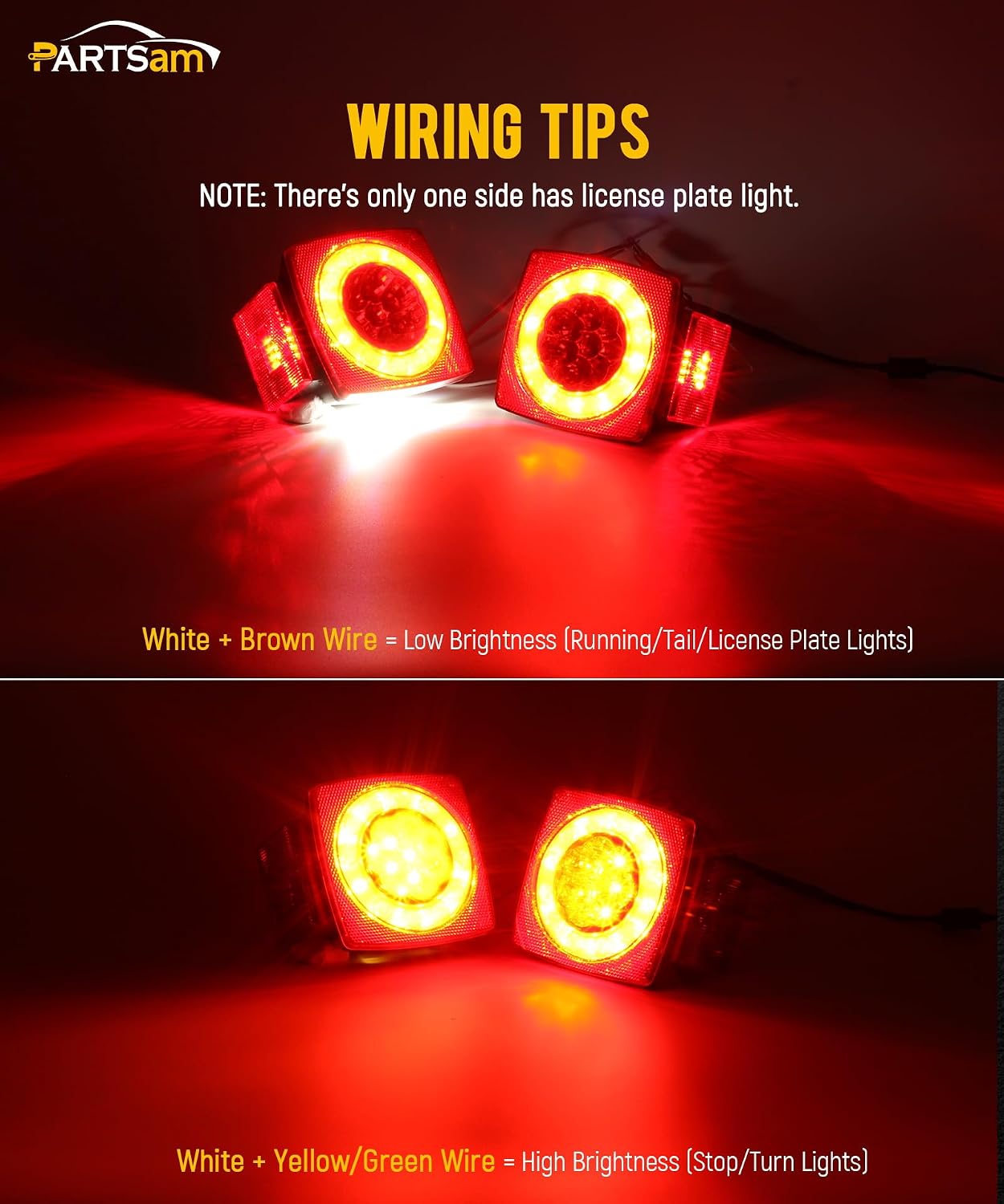 Partsam Led Submersible Trailer Tail Lights Kit